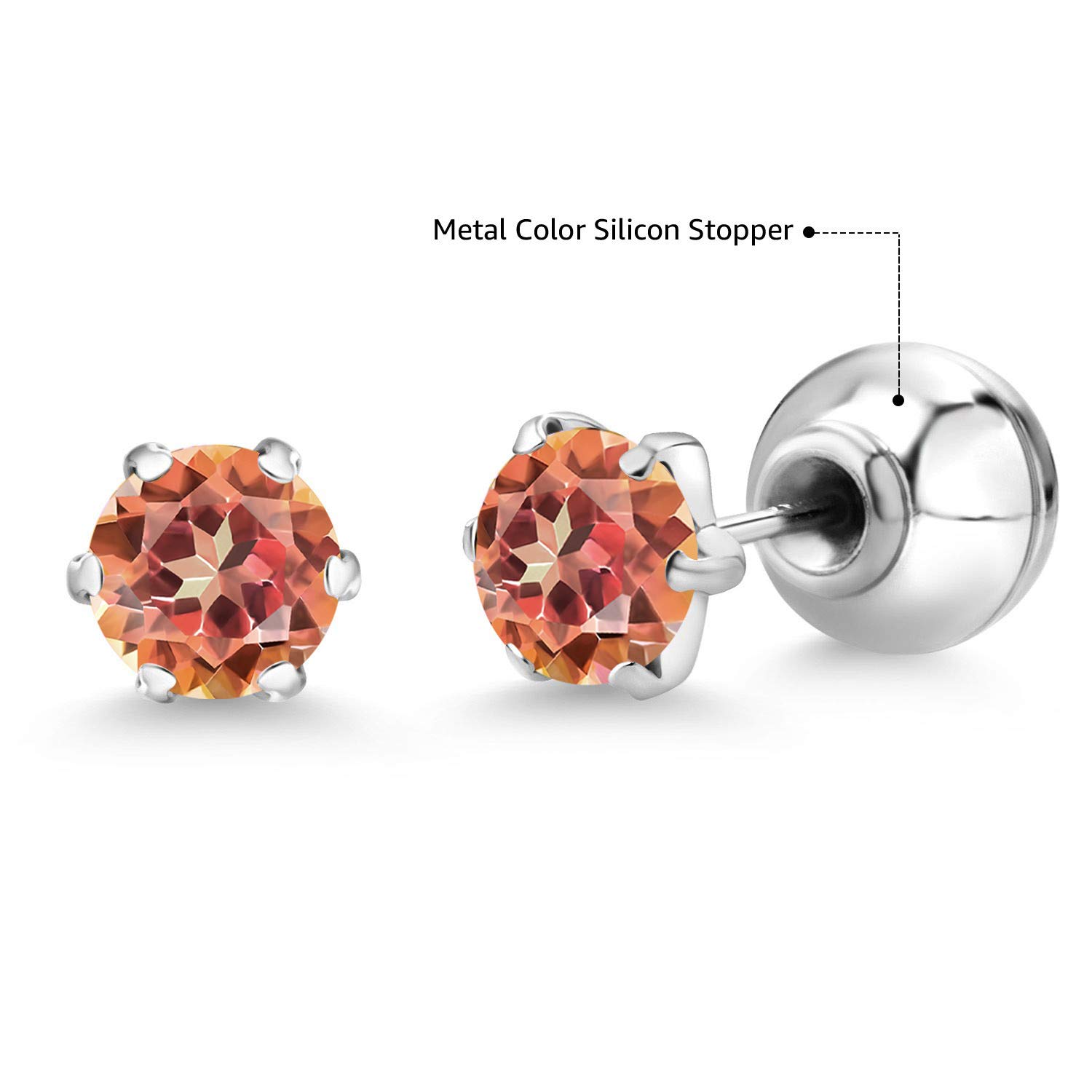 PT900 Platinum 5MM Round Gemstone Stud Earrings for Women & Men - Genuine Birthstone Jewelry, Six Prong Setting | Perfect Gift for Anniversary, Birthday & Special Occasions