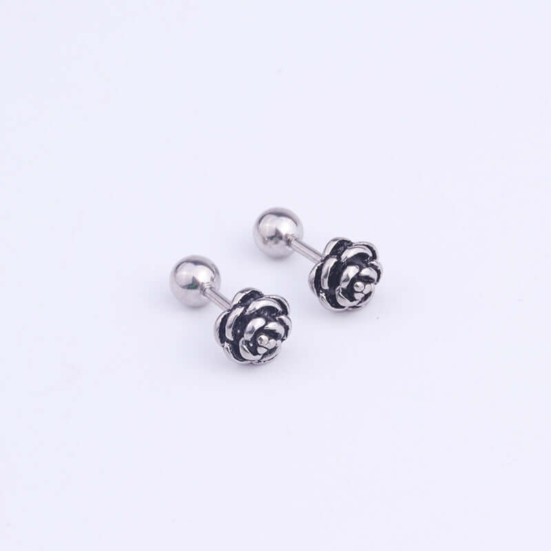 16G Cartilage Rose Leaf Ball Back Earrings for Women | ER8540 | Dainty & Elegant Ear Cuff for Daily Wear & Special Occasions