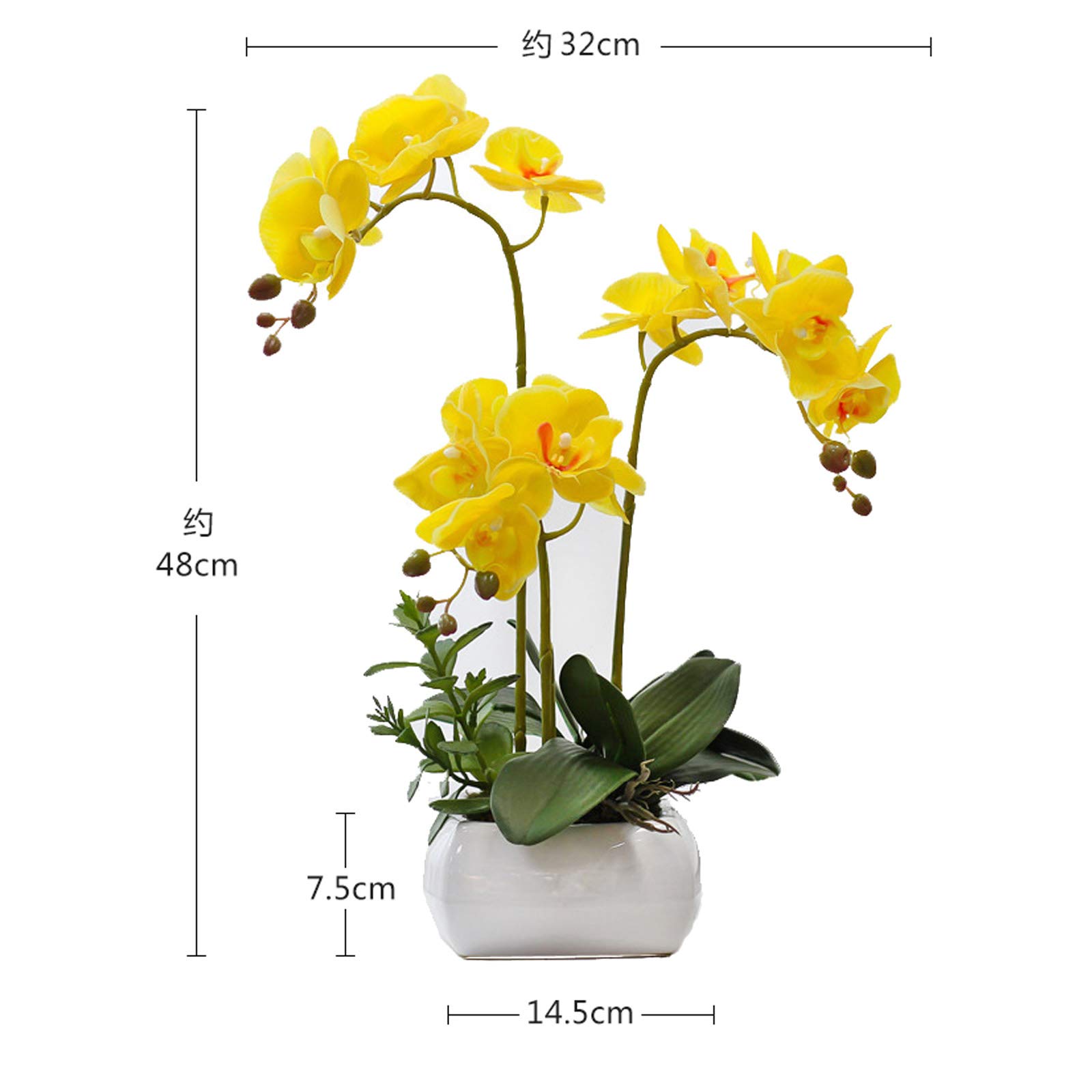 Realistic PU Phalaenopsis Orchid Artificial Plant - Elegant Silk Flower Bonsai for Home & Office Decor | Perfect for Living Room, Dining Table, Wedding Centerpiece & Gift