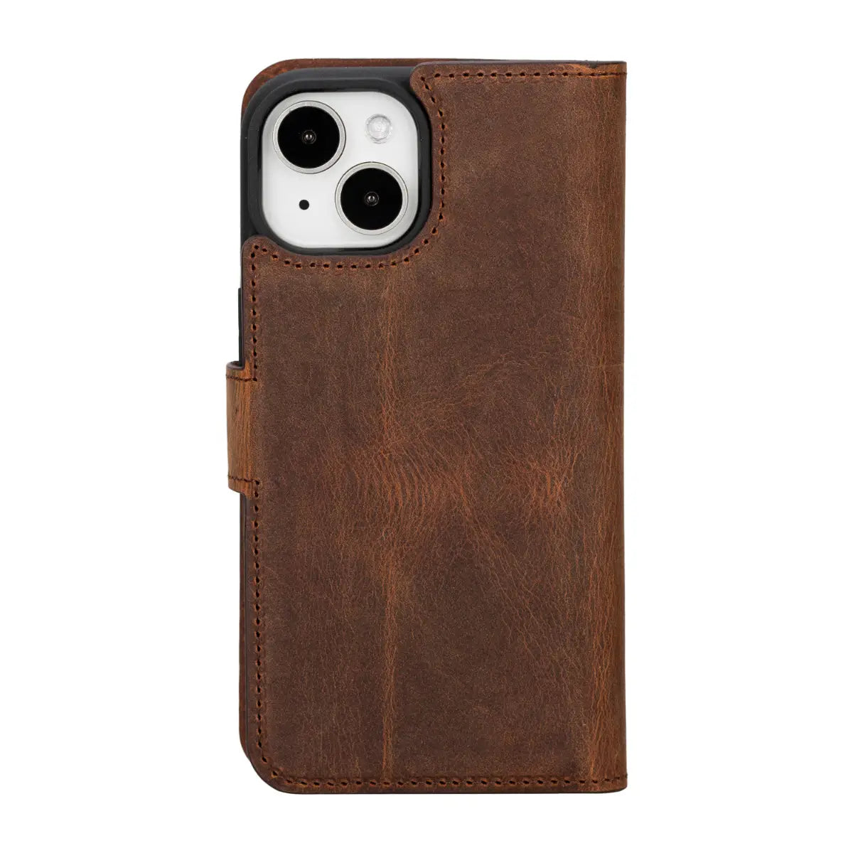 Vintage Brown Distressed Leather Wallet Case for iPhone 15 - Slim Protective Cover with Card Slots | Perfect for Everyday Use, Travel & Business (iPhone 15/15 Pro)
