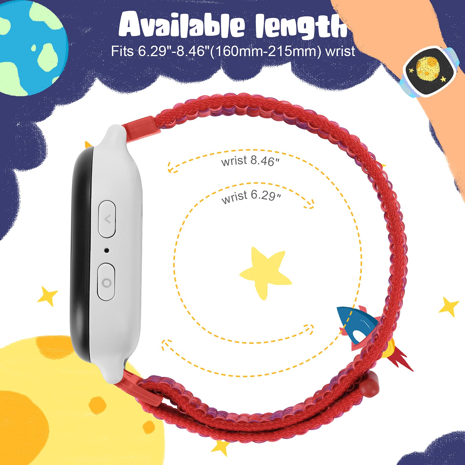 MHunter Kids Nylon Watch Band - 20mm Soft Breathable Sport Hook Loop Strap for Gizmo Watch 3 2 1 / Gabb Watch 3 2 1 / SyncUP Watch - Durable Replacement Smartwatch Bands for Boys & Girls - Perfect for School, Sports & Outdoor Activities