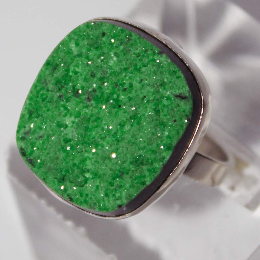 Uvarovite Green Garnet Ring - Natural Gemstone Jewelry for Women, Handmade Sterling Silver Band - Perfect for Weddings, Parties & Special Occasions