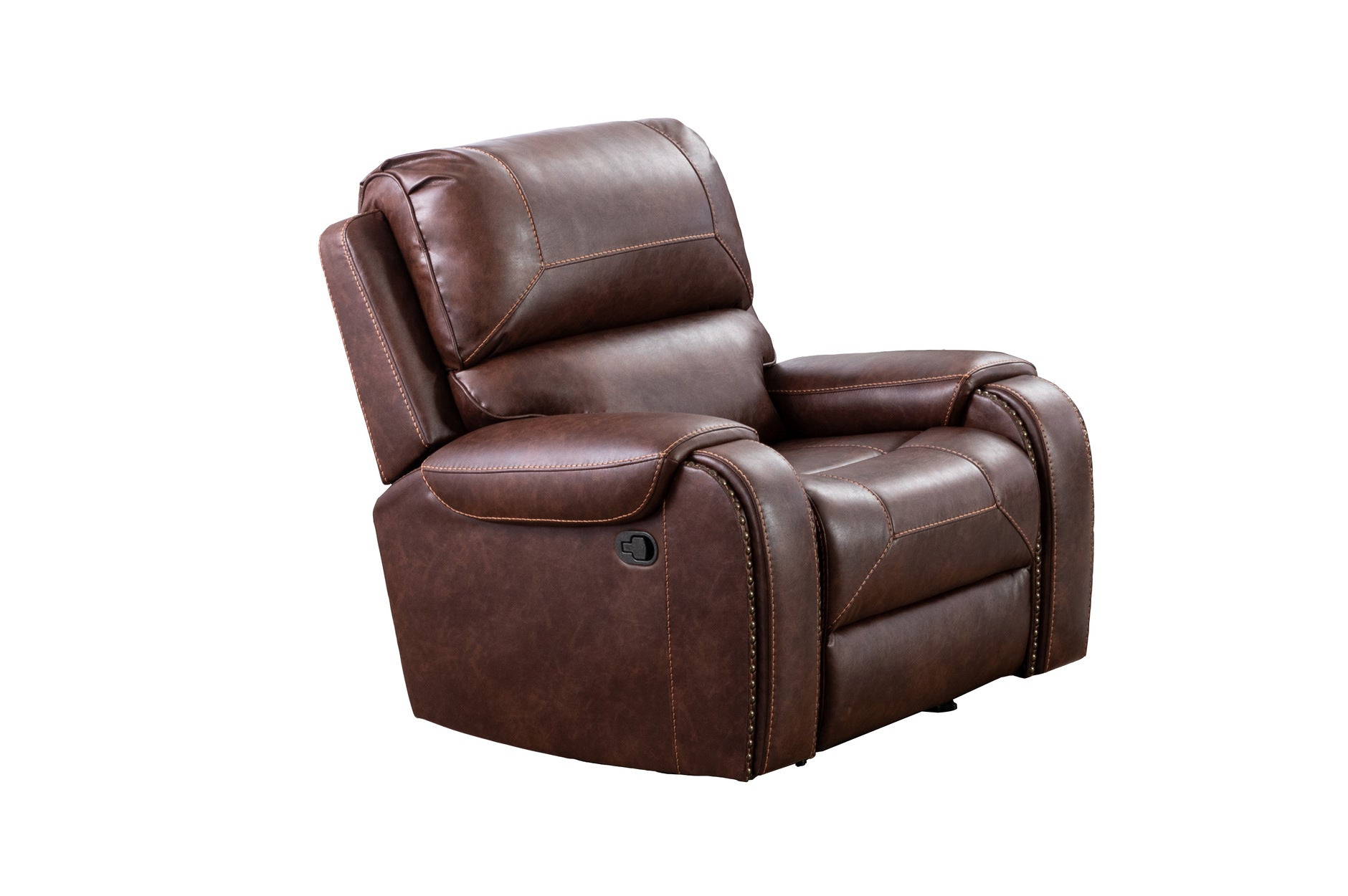 Caesar Brown Reclining Living Room Set - 3-Piece Leather Recliner Sofa with Cup Holders | Perfect for Family Movie Nights & Home Theater Lounging