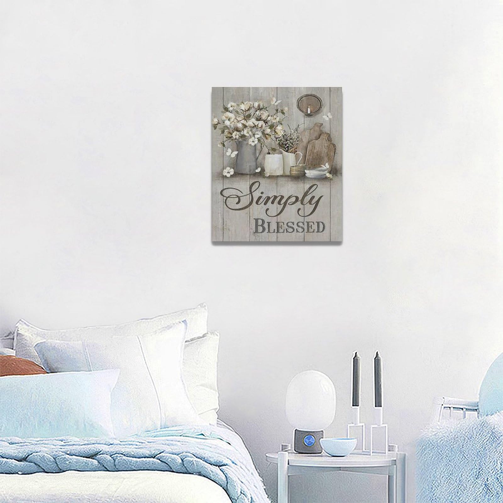 Farmhouse Wall Art - Rustic Cotton Christian Canvas Painting 20x24