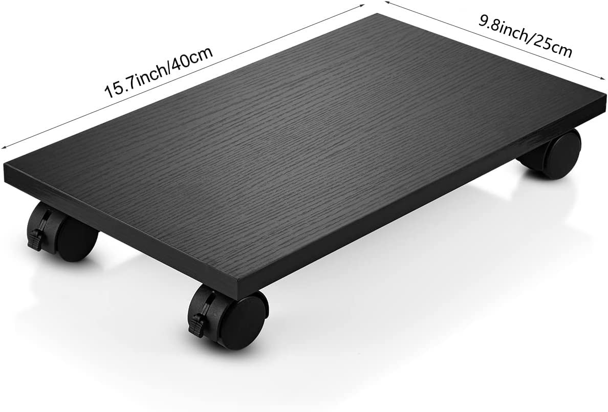 Black PC Stand with 4 Caster Wheels - Under Desk Computer Tower Stand Cart for CPU Holder, No Assembly Required | Perfect for Office, Gaming & Home Workspace Organization
