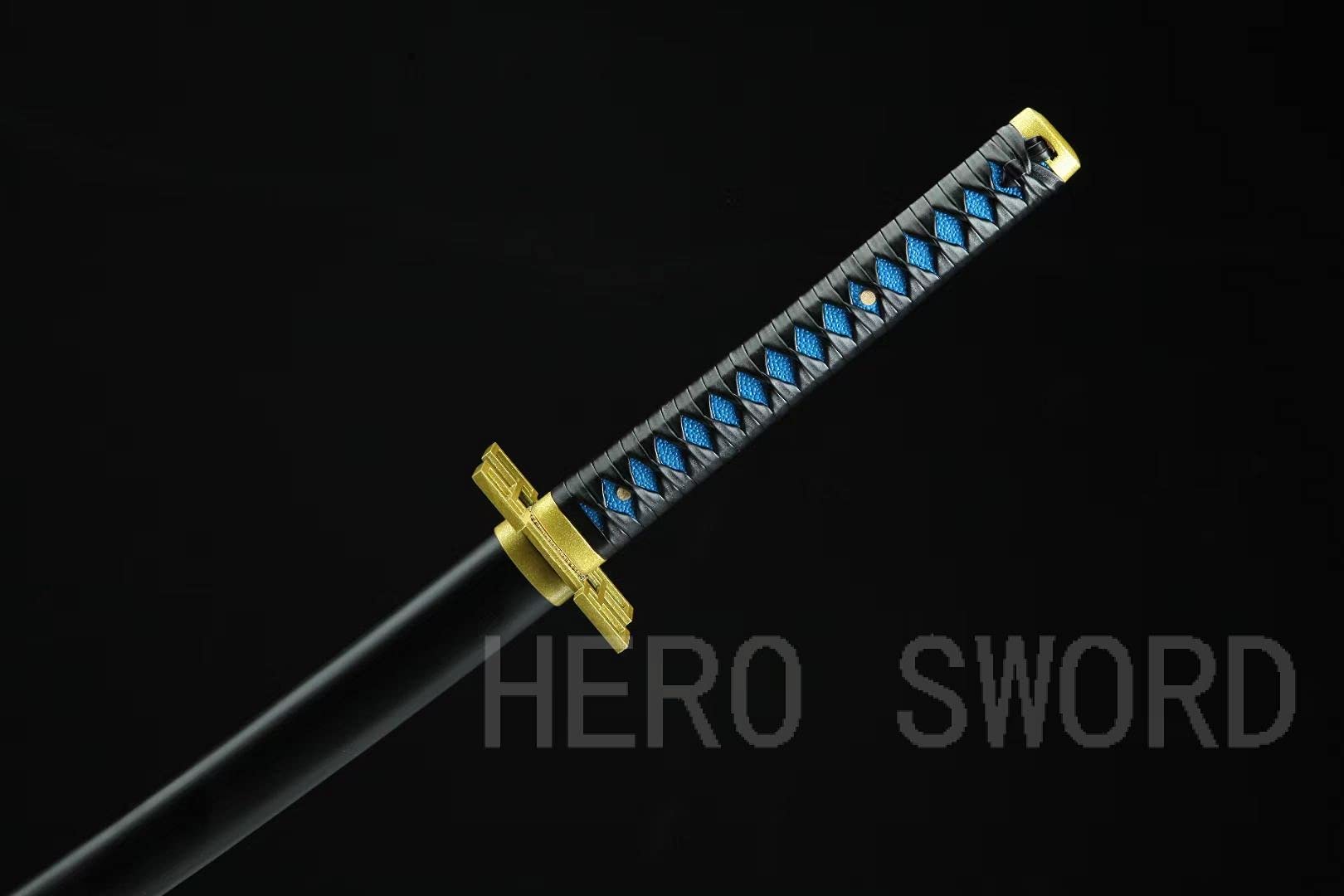 HERO SWORD Japanese Anime Katana - Hand Forged 1045 Carbon Steel Samurai Sword, Full Tang Handmade Sharp Blade - Demon Slayer Inspired Katana for Cosplay, Martial Arts Training & Anime Collection
