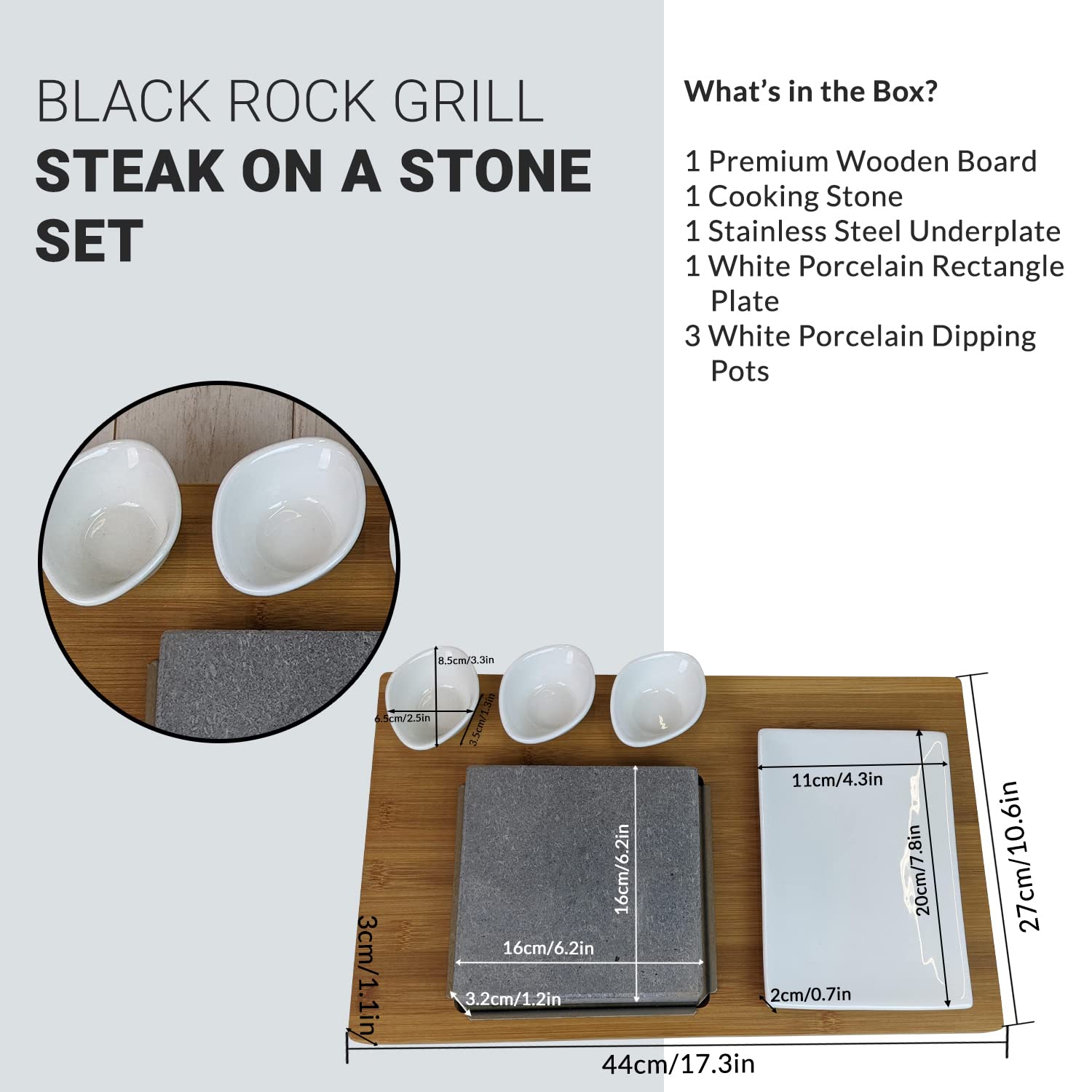 Premium Black Rock Grill Steak Stone Set - Authentic Lava Cooking Stone for Tabletop Grilling | Perfect for Outdoor BBQ, Camping & Backyard Parties (Standard Set)