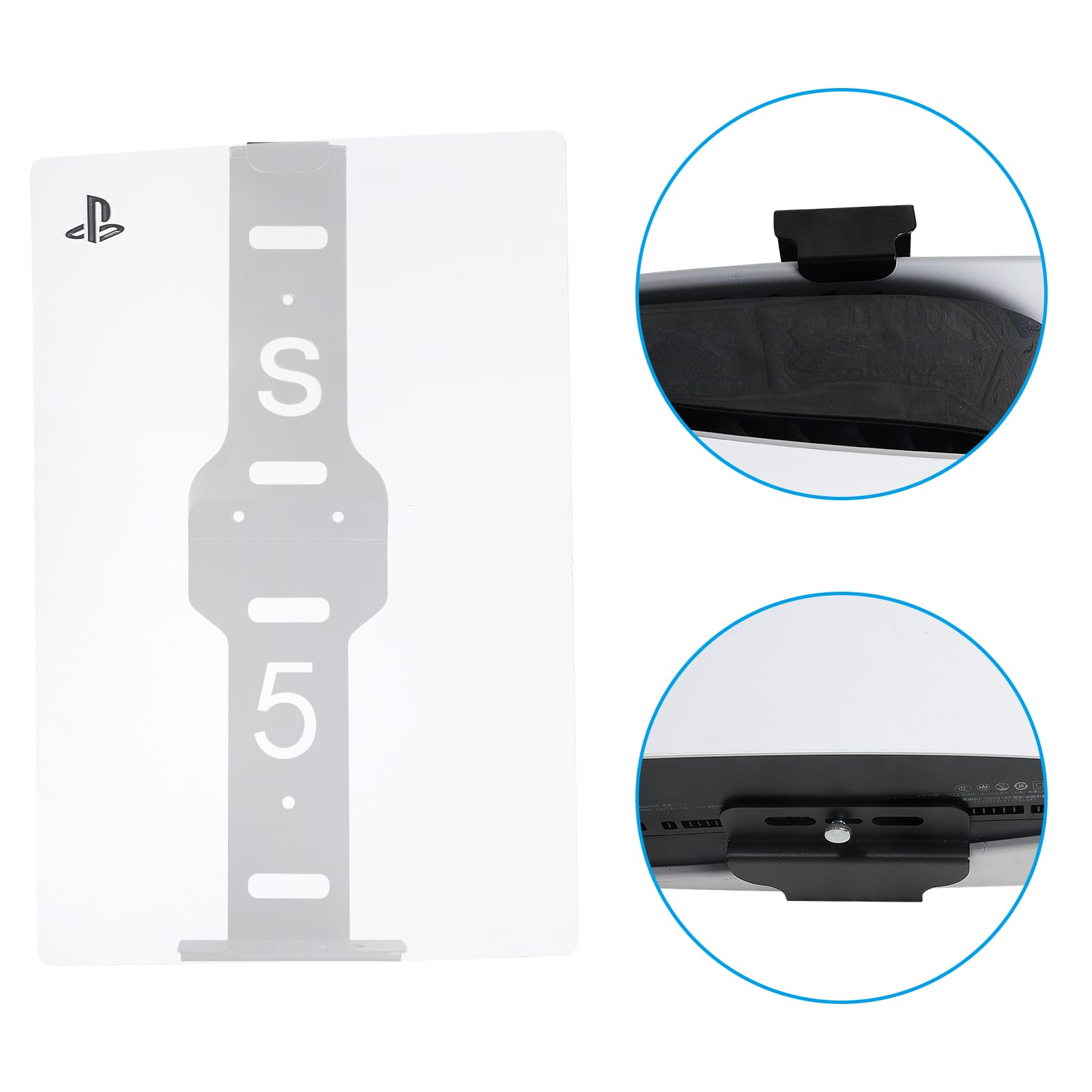 PS5 Wall Mount Bracket - Vertical Stand Holder for PlayStation 5 (Disc & Digital Edition) - Space Saving Gaming Accessory for Bedroom, Living Room & Game Room Setup