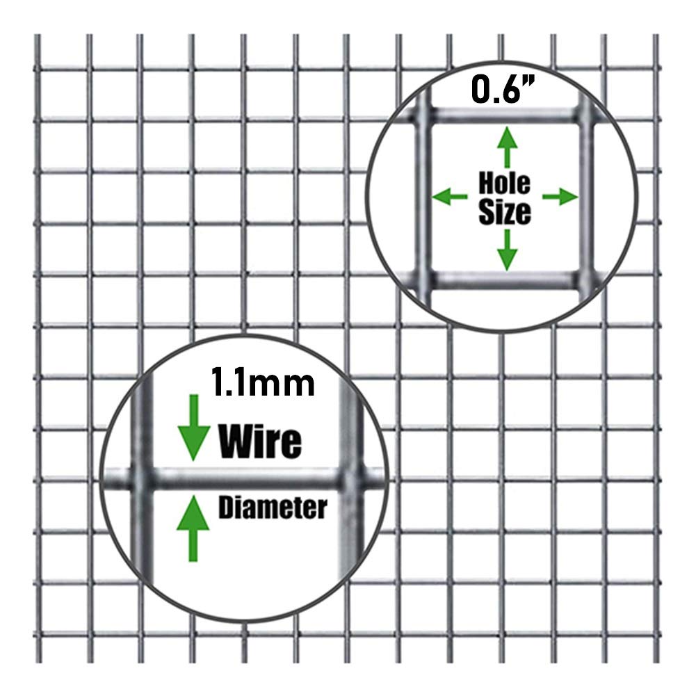 Galvanized Wire Mesh Fence Roll 0.9x46m - 1.5cm Square Openings Hardware Cloth for Garden, Chicken Coop, Rabbit Enclosure & Vegetable Protection (Silver) - Durable Animal Fencing for Backyard, Farm & DIY Projects