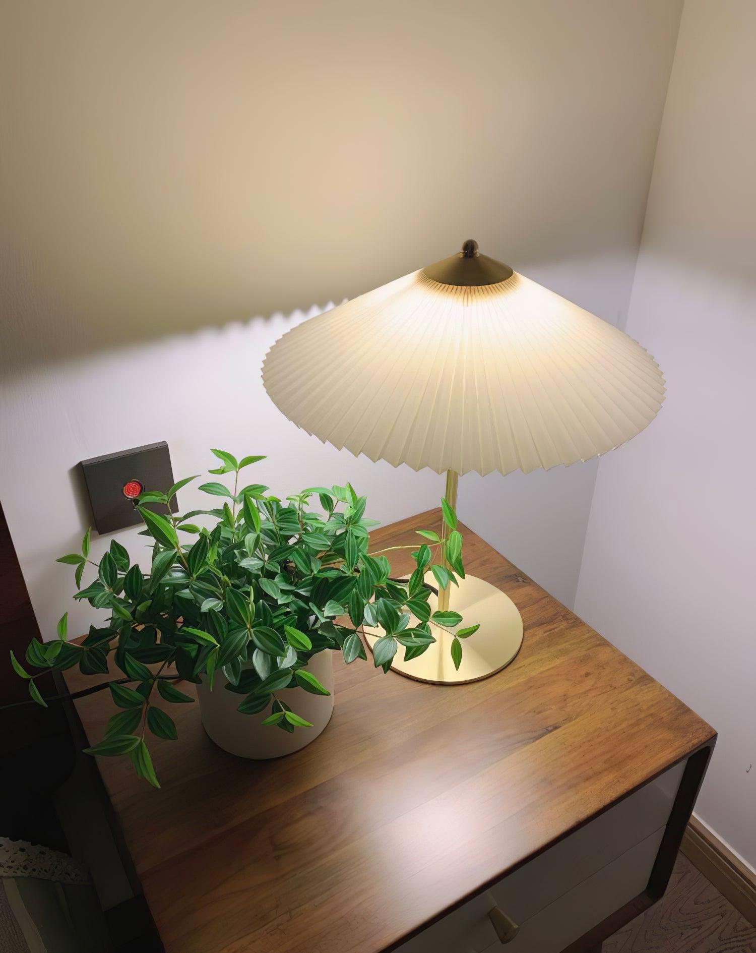 Perla Pleated Table Lamp - Modern Fabric Shade Bedside Light for Bedroom, Living Room & Office - Soft Ambient Lighting for Home Decor