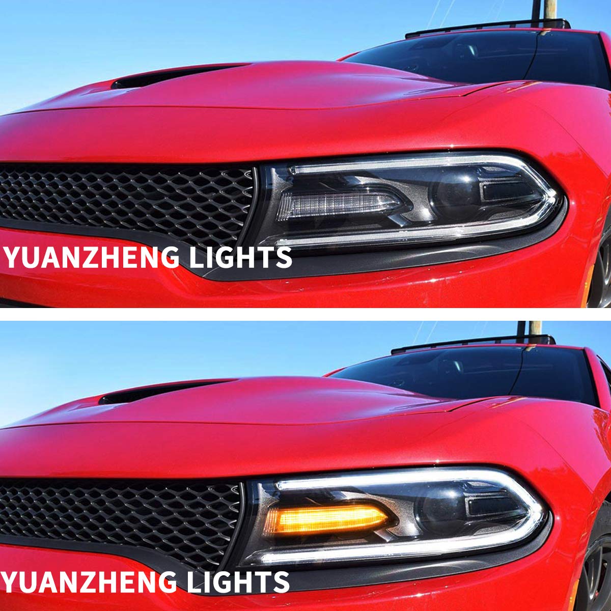 VLAND LED Projector Headlights Assembly for Dodge Charger 2015-2019 - Dual Beam Lens with DRL - Left Side Only (Bulbs Not Included) - Upgrade Your Ride for Night Driving & Enhanced Visibility