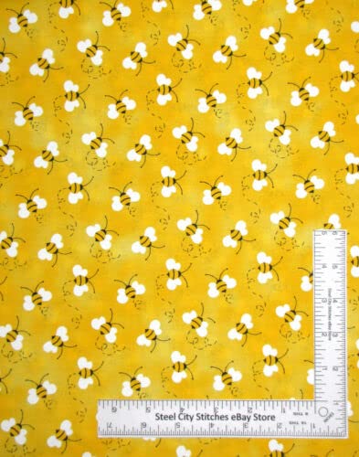 Premium 100% Cotton Bumble Bee Fabric - Honey Bees Yellow Tonal Blender Sewing Material (36x44 Inches by The Yard) | Perfect for Quilting, DIY Crafts & Home Decor Projects
