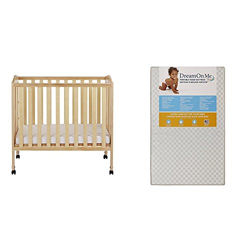 Dream On Me 3-in-1 Portable Folding Baby Crib with Mattress - Convertible Bassinet, Playard & Side Sleeper - White Nursery Furniture for Home & Travel Use