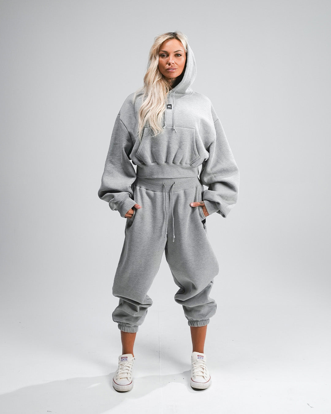 Women's Oversized Sweatpants - Soft & Comfortable Fleece Joggers in Heather Grey for Lounge, Yoga & Casual Wear