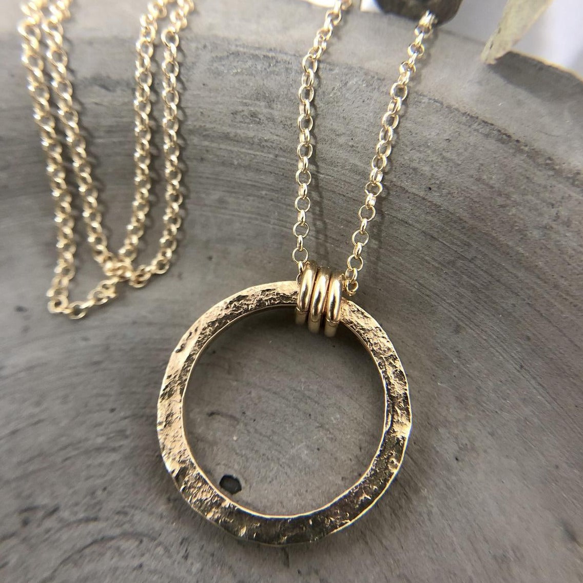 Full Moon Textured Circle Necklace for Women - Boho Moon Pendant Jewelry - Perfect for Layering, Everyday Wear & Gift Giving