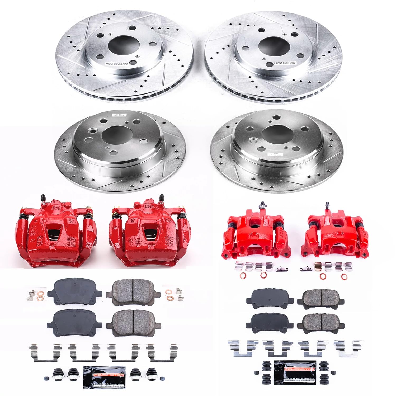 Power Stop KC1060A Z23 Evolution Front & Rear Brake Kit - Carbon-Fiber Ceramic Pads, Rotors & Calipers for High-Performance Vehicles | Perfect for Racing, Towing & Daily Driving
