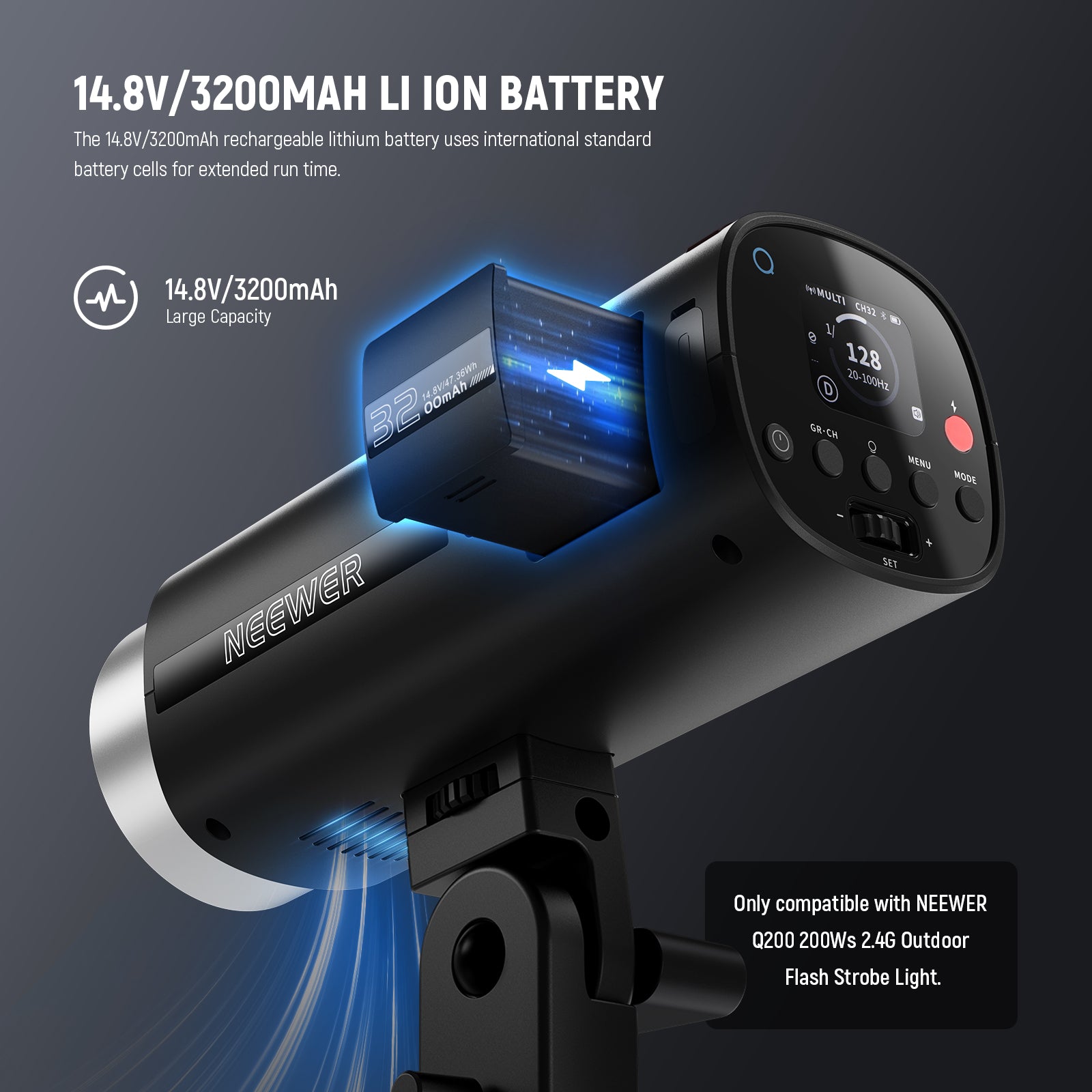 NEEWER NB Q200 14.8V 3200mAh Lithium Ion Replacement Battery for Q200 Camera - Perfect for Outdoor Photography, Vlogging, and Extended Shooting Sessions
