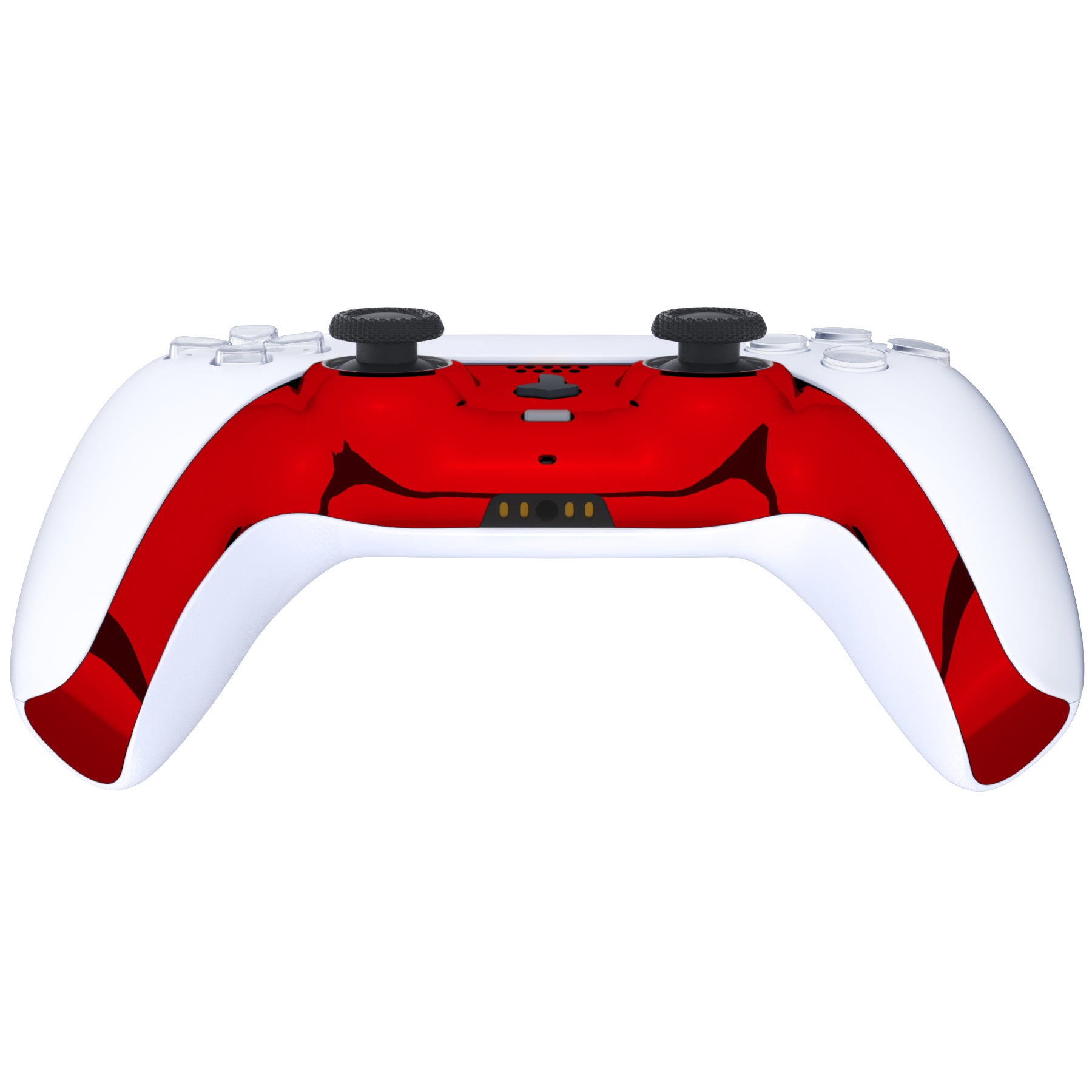 eXtremeRate Chrome Red Glossy Replacement Shell for PS5 Controller (BDM-010/020/030/040/050) - Custom Decorative Trim with Accent Rings | Gaming Accessories for Enhanced PS5 Experience
