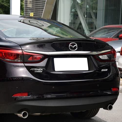 Black Real Carbon Fiber V-Style Rear Trunk Spoiler Wing for 2014-2017 Mazda 6 & 2015-2016 Models - High-Performance Car Styling Upgrade for Sporty Look & Aerodynamics