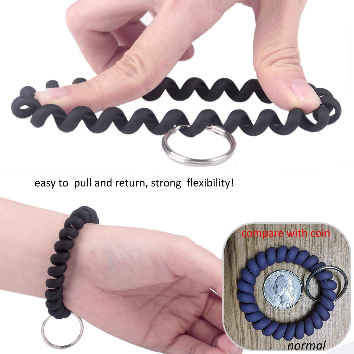 BIHRTC 6-Pack Stretchable Spiral Wrist Key Holder - Elastic Coil Wristband Keychain for Keys, ID Badges & Accessories - Perfect for Gym, Sauna, Outdoor Sports & Daily Use