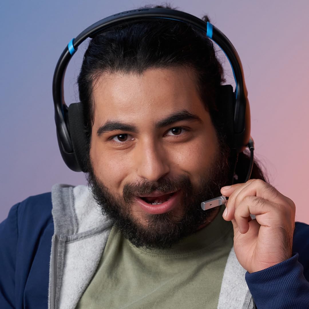 PDP Gaming AIRLITE Stereo Gaming Headset with Noise Cancelling Mic for Nintendo Switch/Lite/OLED - Lightweight Wired Headphones with Soft Ear Cushions (Moonlight Black/Blue) - Perfect for Gaming, Streaming & Online Classes