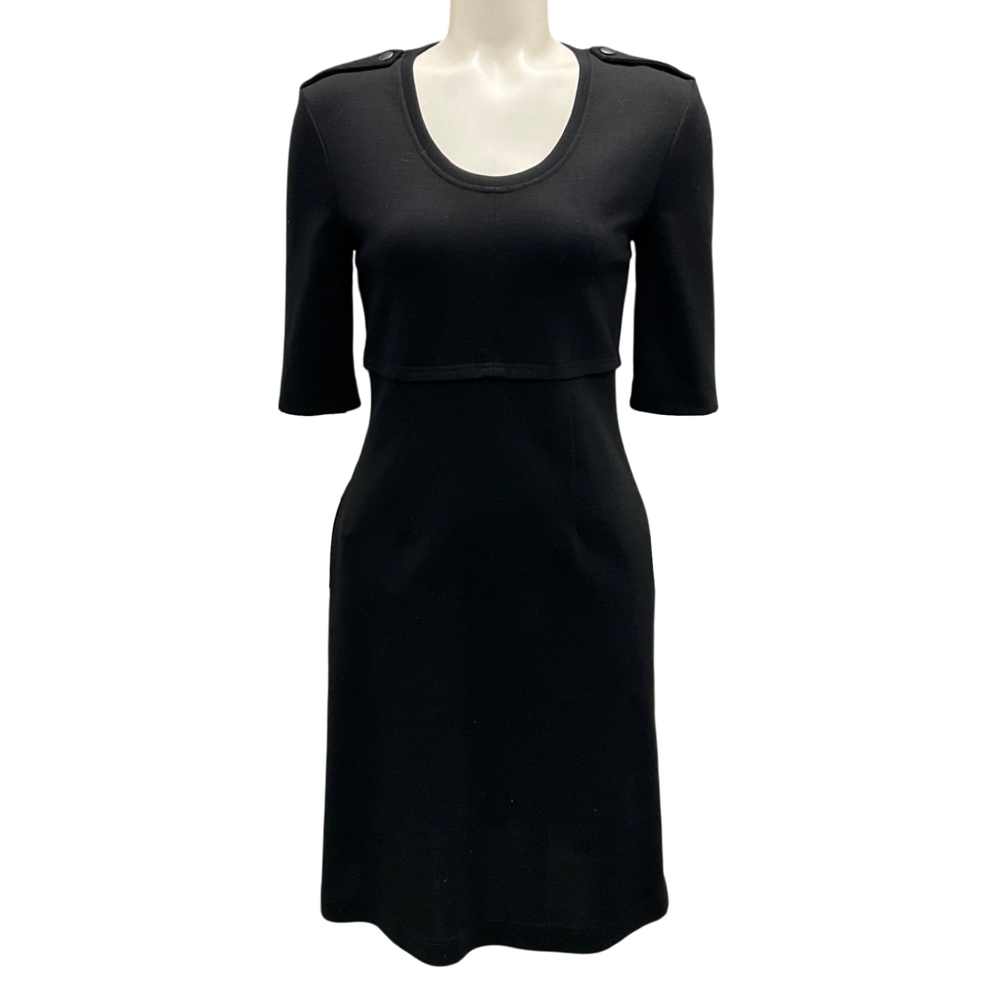 Burberry Brit Black Short Sleeve Stretch Wool Knit Dress for Women | Elegant Office & Cocktail Party Wear