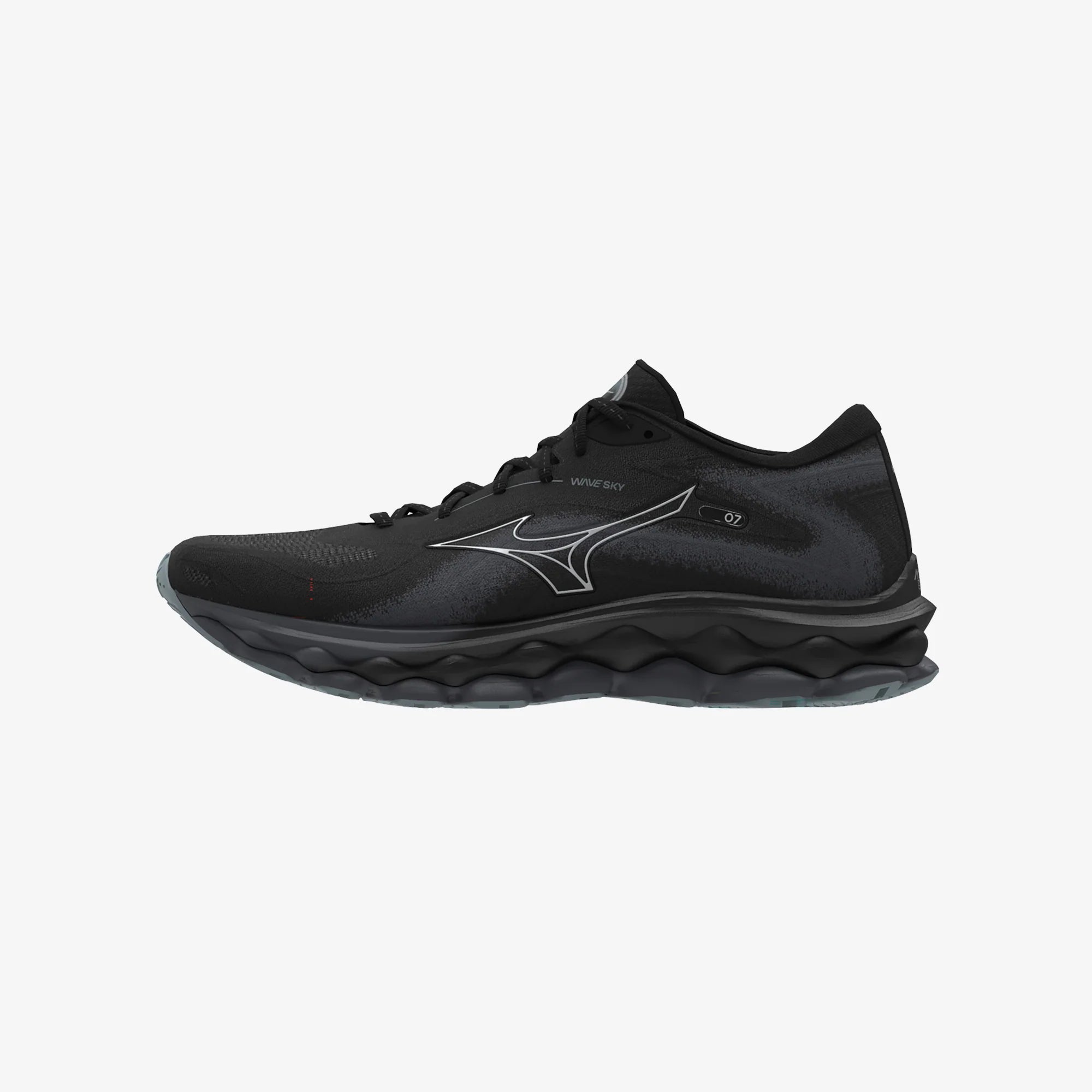 Mizuno Wave Sky 7 Running Shoes for Men - Wide 2E Size - Black/Nickel/Ebony | Comfortable Cushioned Sneakers for Jogging, Training & Marathon Running