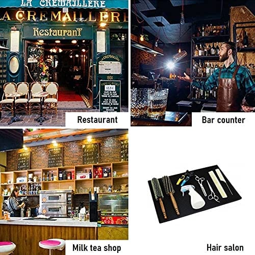 CROWATTS Non-Slip Rubber Bar Mat 17.7x11.8 Inch - Anti-Spill Soft Table Mat for Coffee Bars, Restaurants & Home Use - Navy Blue (1 Pack) - Perfect for Keeping Countertops Clean & Stylish