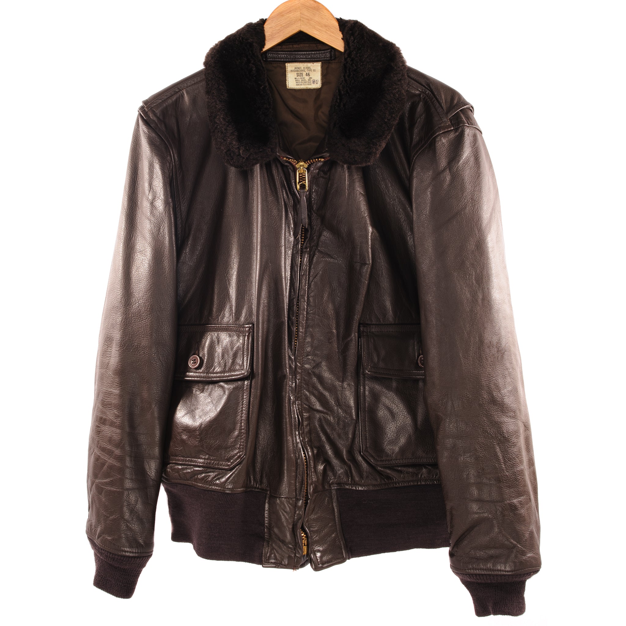 Vintage US Navy G-1 Leather Flight Jacket - Size 46 - Authentic 1975 Military Aviator Bomber Jacket for Men | Perfect for Aviation Enthusiasts, Historical Reenactments & Winter Fashion