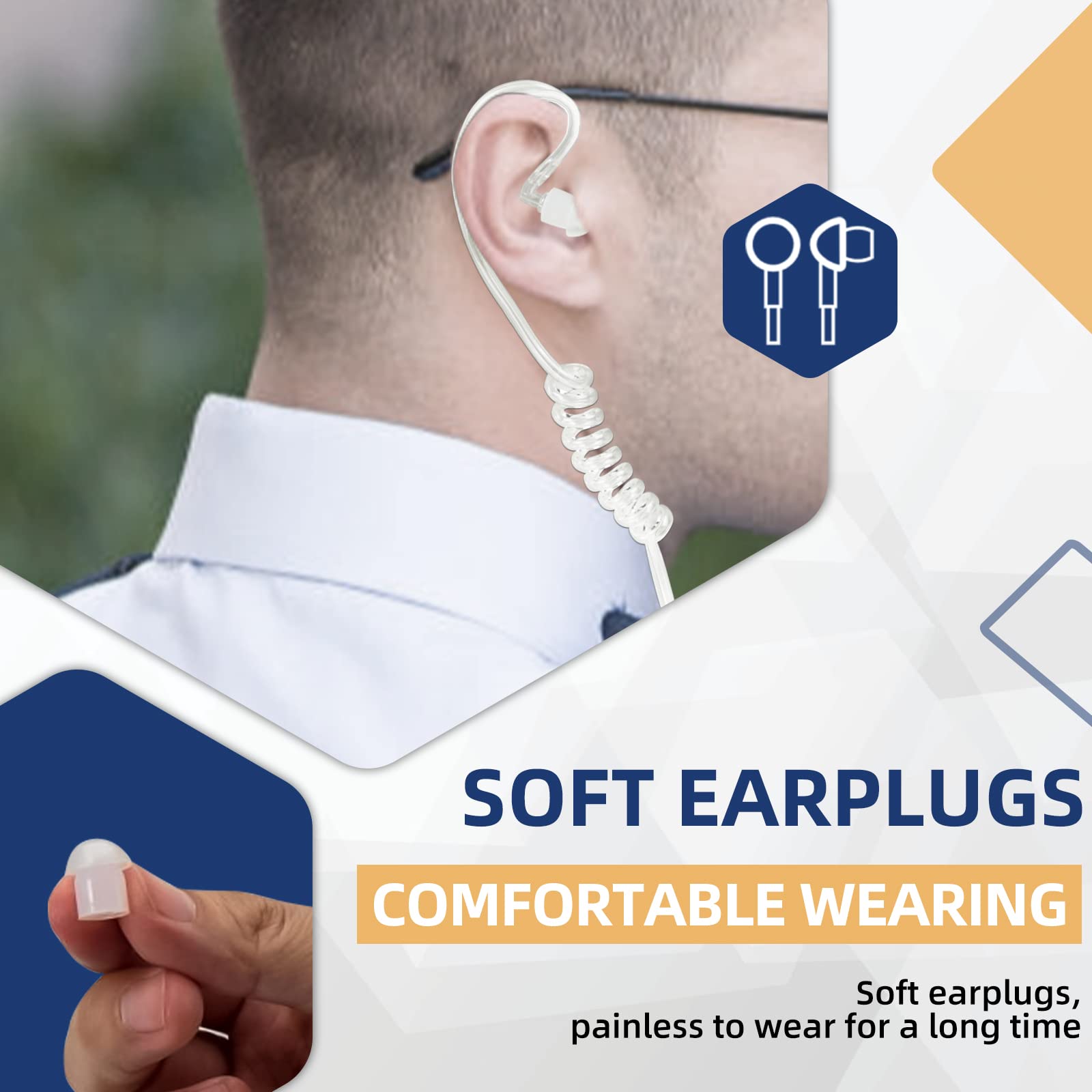 Retevis VOX Hands-Free Walkie Talkie Headset with Mic - 2 Pin Acoustic Tube Security Earpiece for Two Way Radios - Compatible with RT617 RT619 RT622 RT24 RT27 Baofeng Radios (1 Pack) - Ideal for Security Guards, Construction Sites & Event Staff Communication