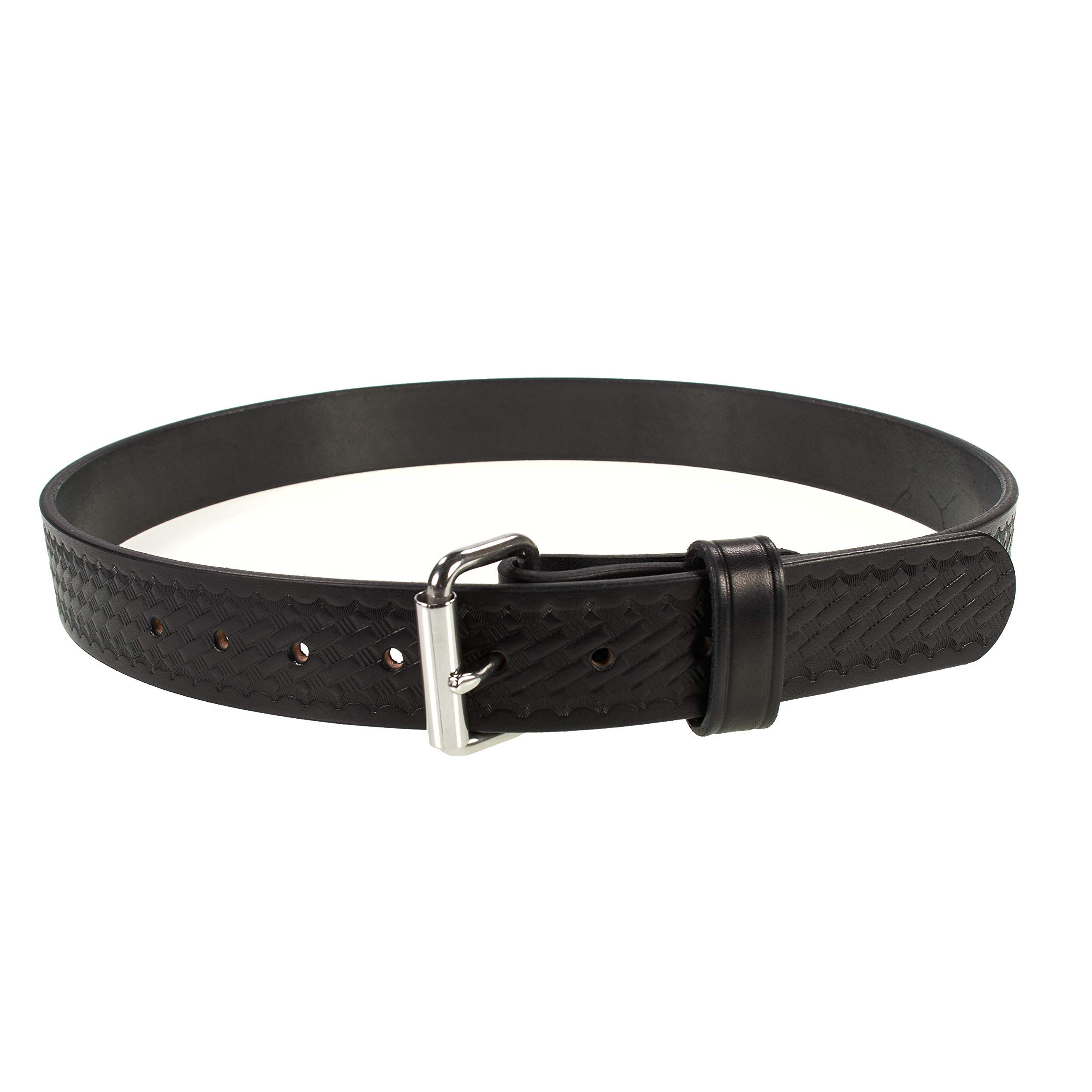 Old Timer Heavy Duty 14 oz Leather Gun Belt - Basketweave Embossed Concealed Carry CCW Belt - Handmade in USA - Perfect for Everyday Wear & Concealed Carry