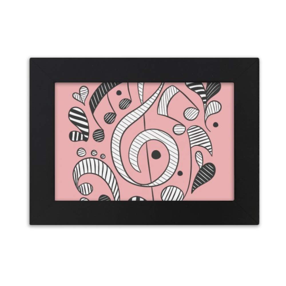 DIYthinker Pink Horizontal Stripes Music Note Desktop Photo Frame - Decorative Picture Art Painting Gift for Home, Office, Bedroom Decor