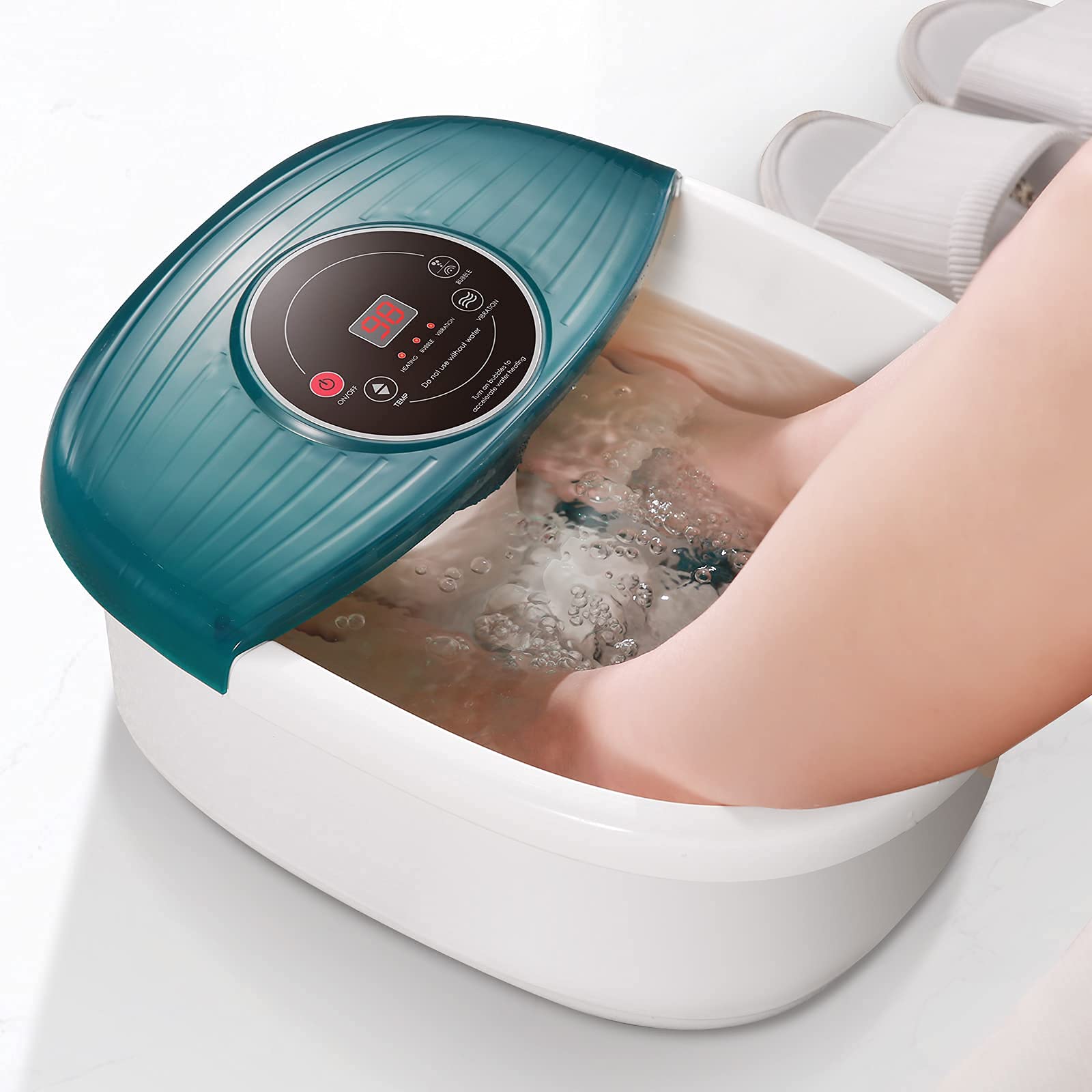 Electric Foot Spa Bath Massager with Heat, Bubbles & Vibration - 16 Removable Rollers, Temperature Control (95-118°F) - Perfect for Home Pedicure, Relaxation & Foot Care - Ideal for Stress Relief, Improved Circulation & Spa Day at Home