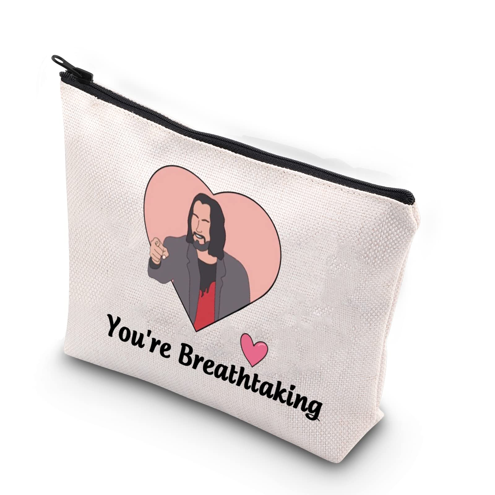XYANFA Keanu Reeves Themed Makeup Bag - Perfect Gift for Fans, Gamers & Movie Lovers - Durable Zipper Pouch with 'You're Breathtaking' Quote - Ideal for Cosmetics, Travel & Gaming Accessories Storage