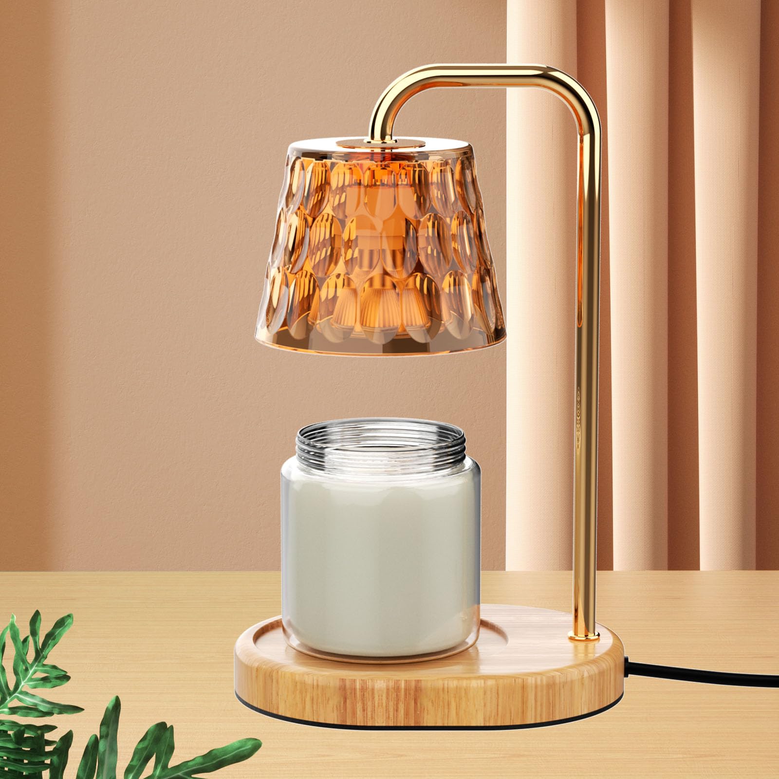Dimmable Electric Candle Warmer Lamp with Timer - Gold Jar Candle & Wax Melt Warmer for Home Decor, Housewarming Gifts for Women, Mom Birthday & Holidays - Perfect for Aromatherapy, Relaxation & Cozy Ambiance