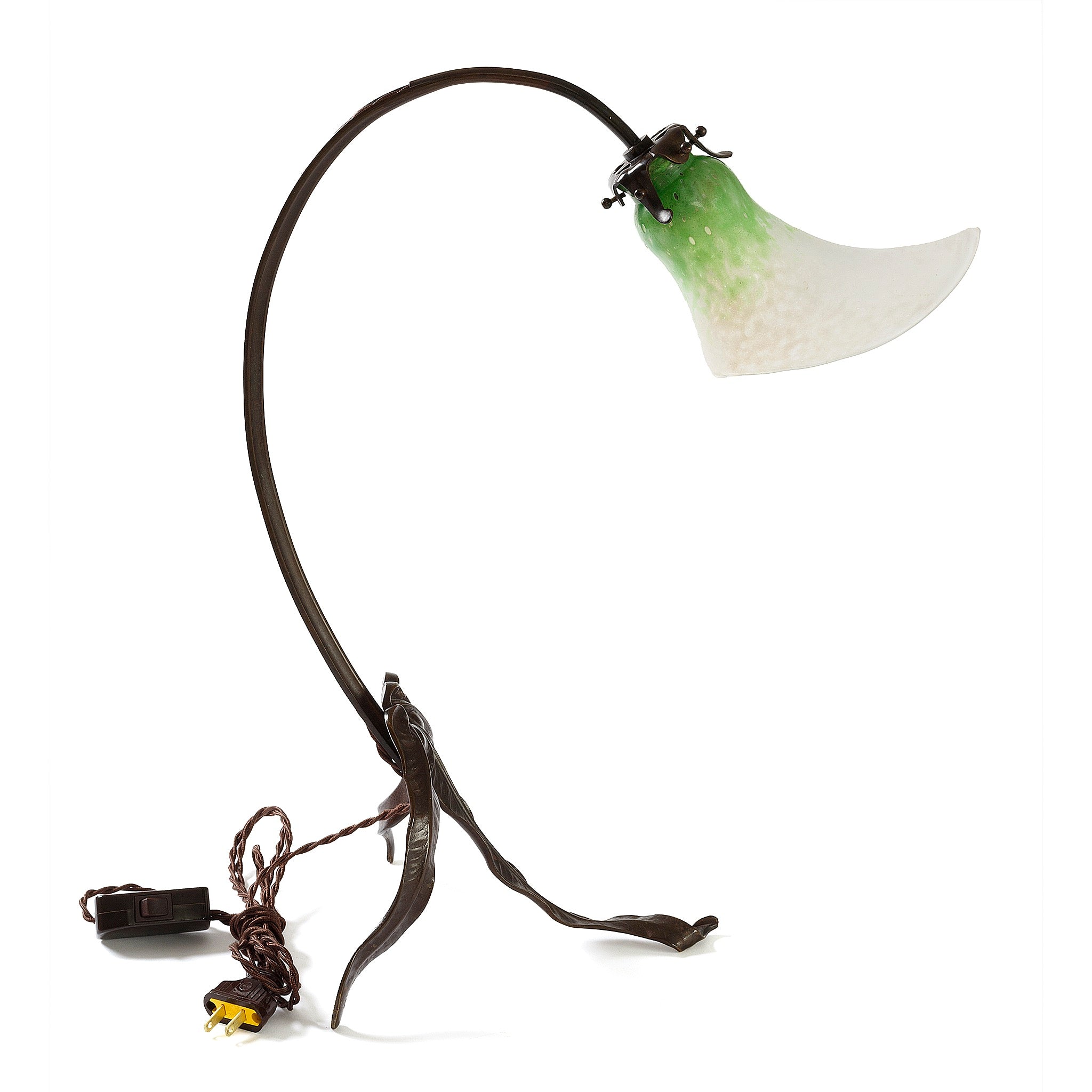 Louis Majorelle Daum Nancy Lily Blossom Table Lamp - Antique French Art Nouveau Glass & Bronze Desk Light - Perfect for Living Room, Bedroom, or Office Decor