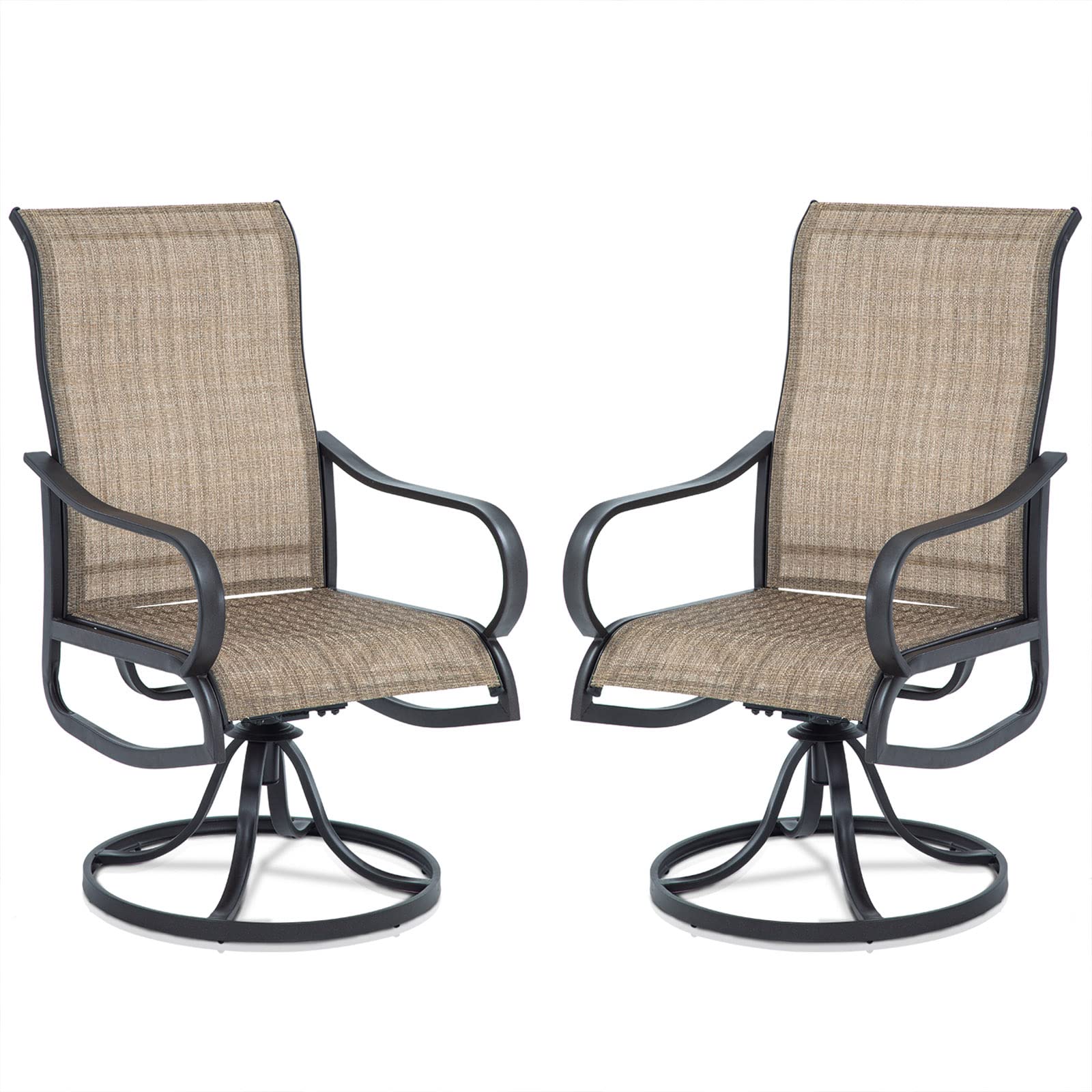 VONZOY 2-Piece Patio Swivel Dining Chairs Set - Outdoor Metal Textilene Chairs for Lawn, Garden, Backyard - Perfect for Poolside Lounging & Outdoor Dining