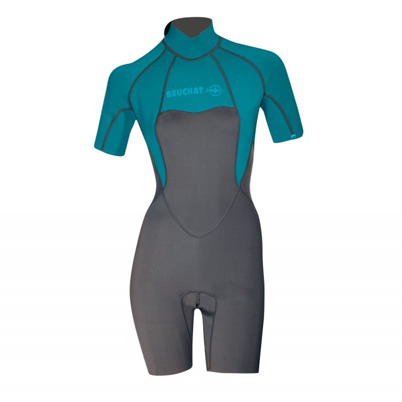 Beuchat Atoll Shorty 2mm Women's Wetsuit in Blue - Perfect for Snorkeling, Diving & Water Sports