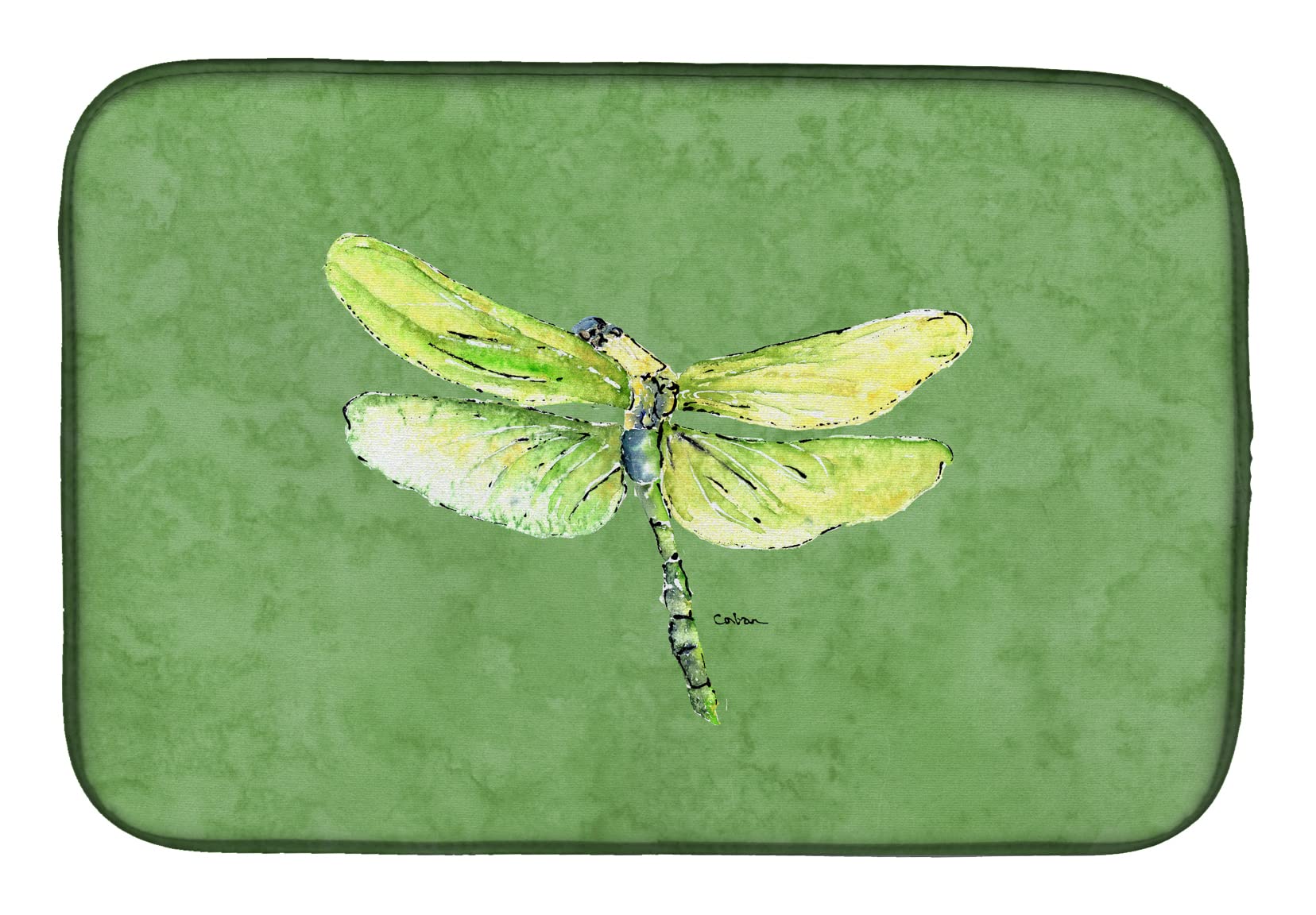 Caroline's Treasures 8864DDM Absorbent Dragonfly on Avocado Dish Drying Mat - 14 x 21 Inch Multicolor Kitchen Countertop Pad | Perfect for Drying Dishes, Protecting Countertops & Adding Decorative Style to Your Kitchen