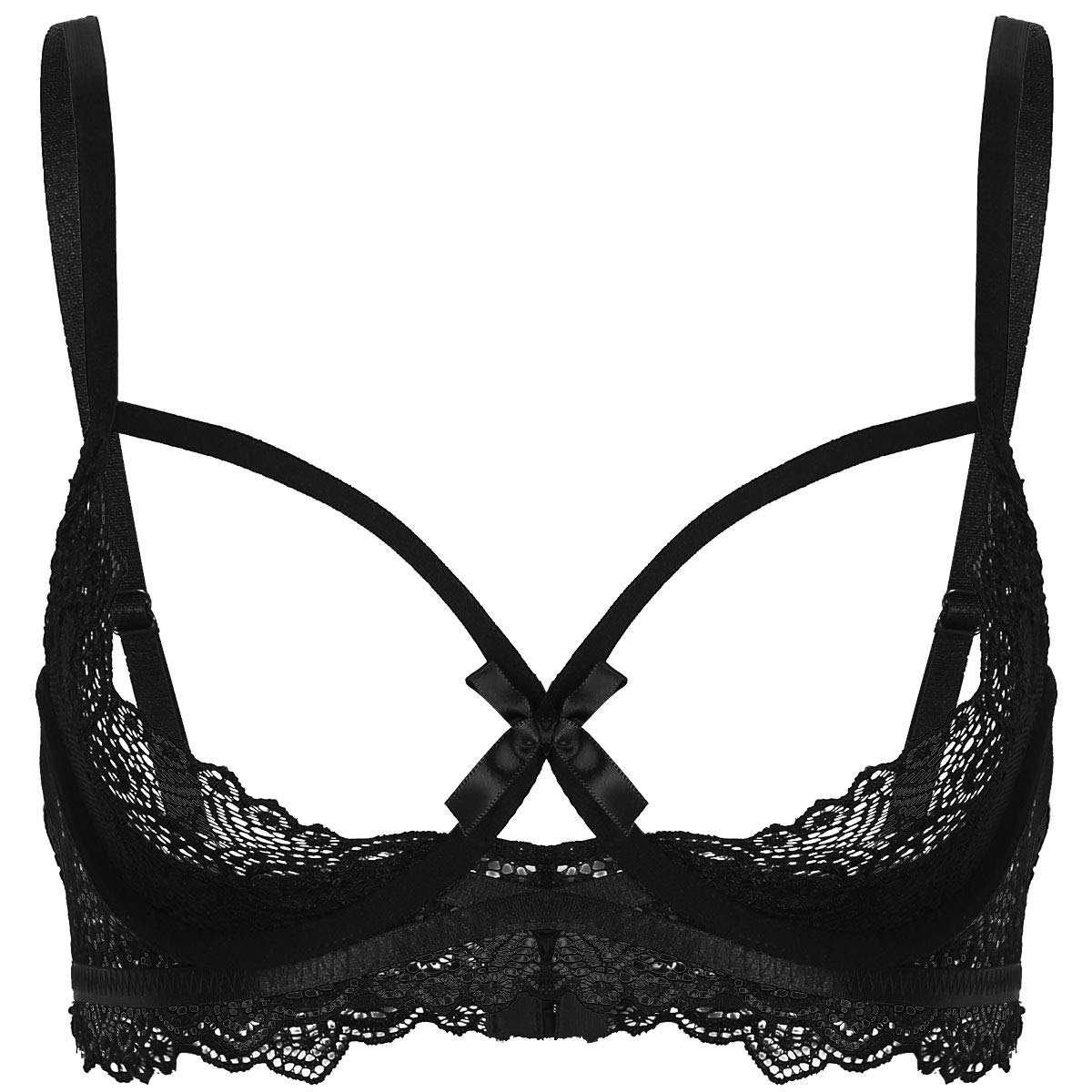 Hularka Women's Floral Lace Underwire Cage Bra - Unlined Bralette with Hollow Out Cups, No Padding, Push Up Design for Comfort & Style | Perfect for Date Nights, Lingerie Layering & Special Occasions