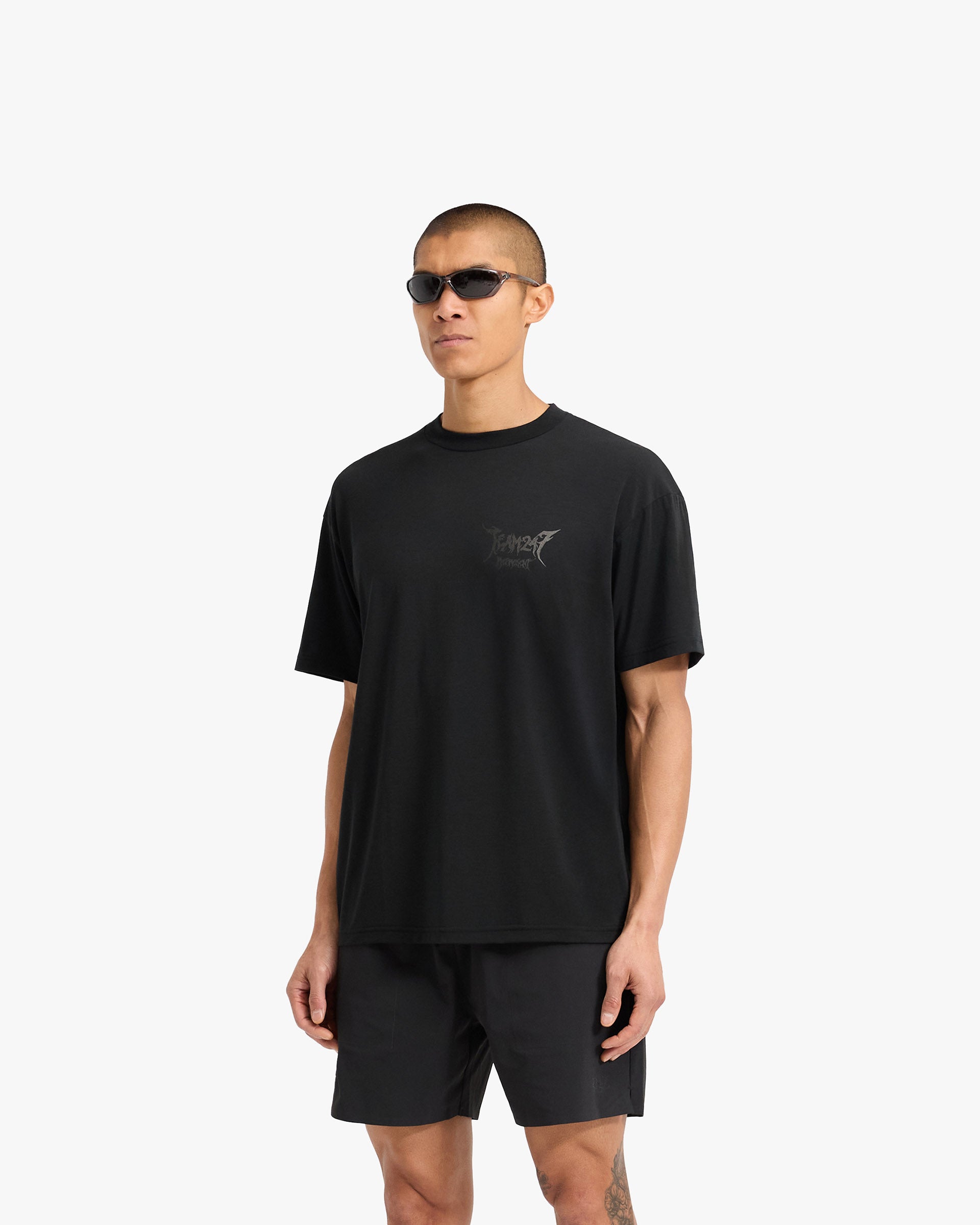 Team 247 X END Oversized Graphic T-Shirt for Men - Jet Black - Streetwear Fashion & Casual Wear