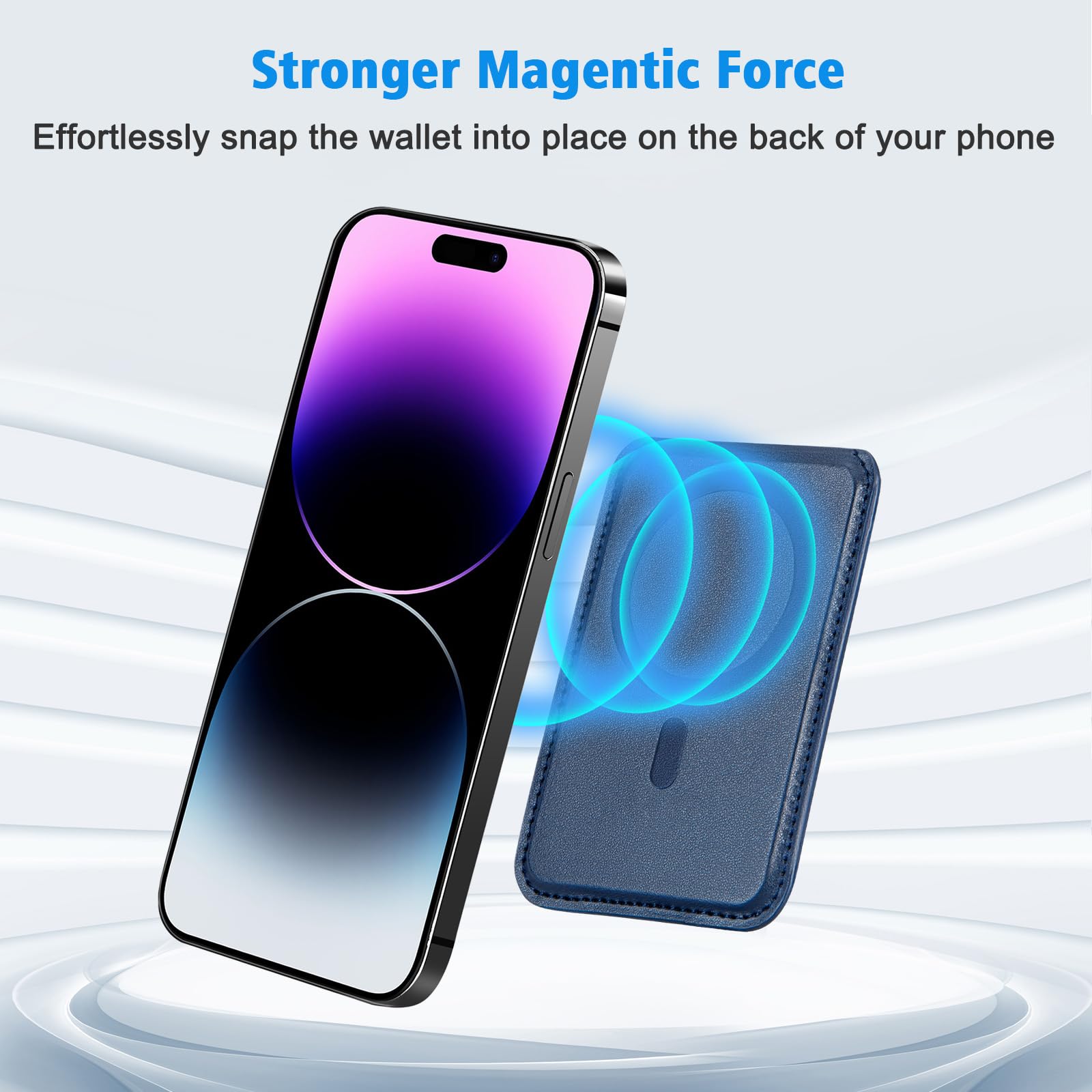 Premium Genuine Leather Magnetic Phone Wallet for iPhone 15/14/13/12 Series - Magsafe Compatible Wallet with RFID Blocking & Privacy Flap - Holds 6 Cards (Excludes 13 Mini/12 Mini) - Perfect for Daily Commute, Travel & Contactless Payments