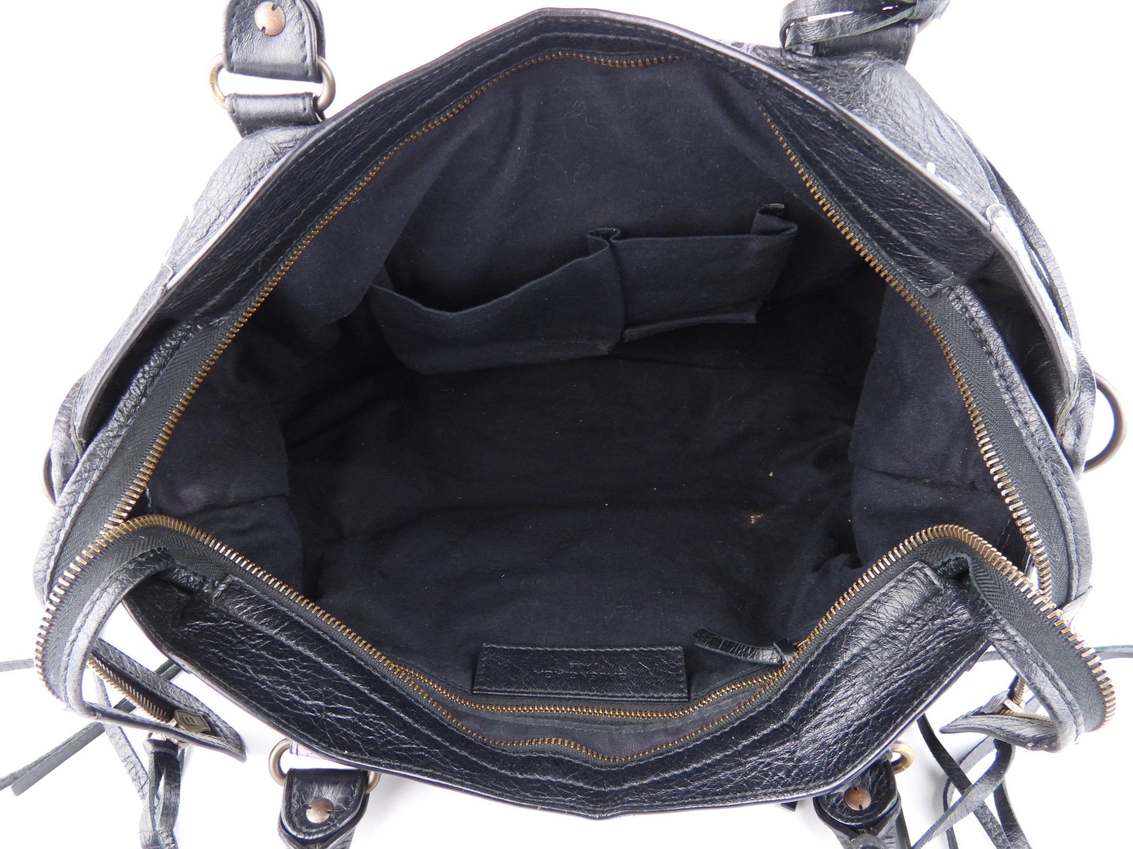 Balenciaga Black Graffiti Print Leather Moto Classic Two-Way City Bag for Women - Stylish Crossbody & Shoulder Bag for Daily Use, Work, Travel and Night Out