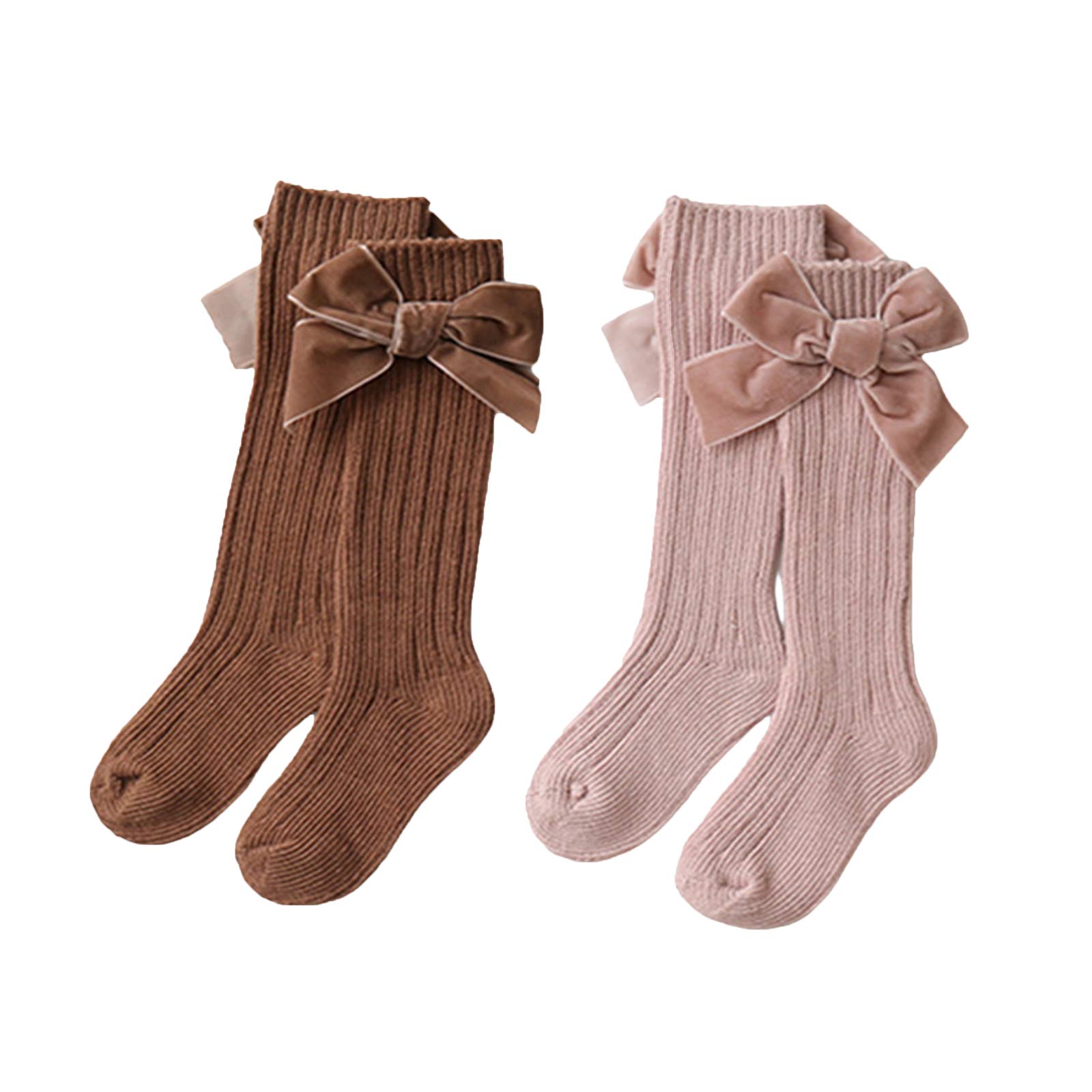Kayotuas Baby Girls Knee High Socks with Bows - Ribbed Knit Long Tube Ruffled Stockings for Infant & Toddler - Perfect for School Uniforms, Dress Up & Special Occasions