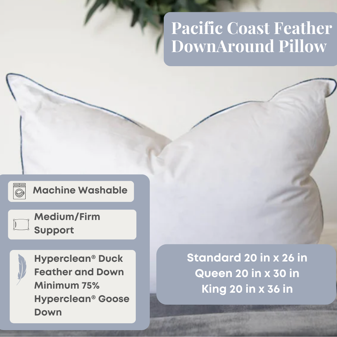 Pacific Coast Feather Down Alternative Pillow - Hypoallergenic & Soft for Side Sleepers - Perfect for Bed, Sofa & Travel Use