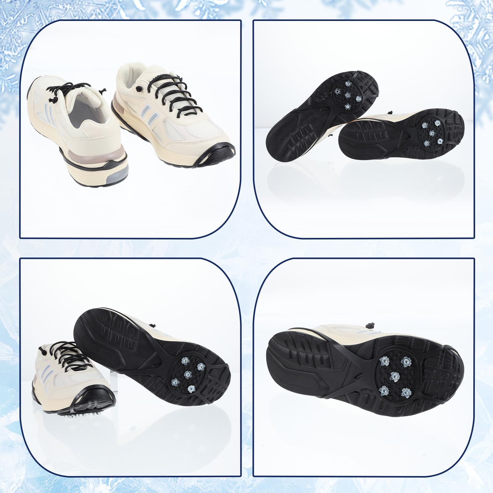 Non-Slip Ice Cleats for Shoes & Boots - Universal Gripper Spikes with 5 Steel Studs for Walking, Running, Hunting & Fishing | Traction Cleats for Snow, Ice & Outdoor Sports | Perfect for Hiking, Winter Jogging & Slippery Terrain
