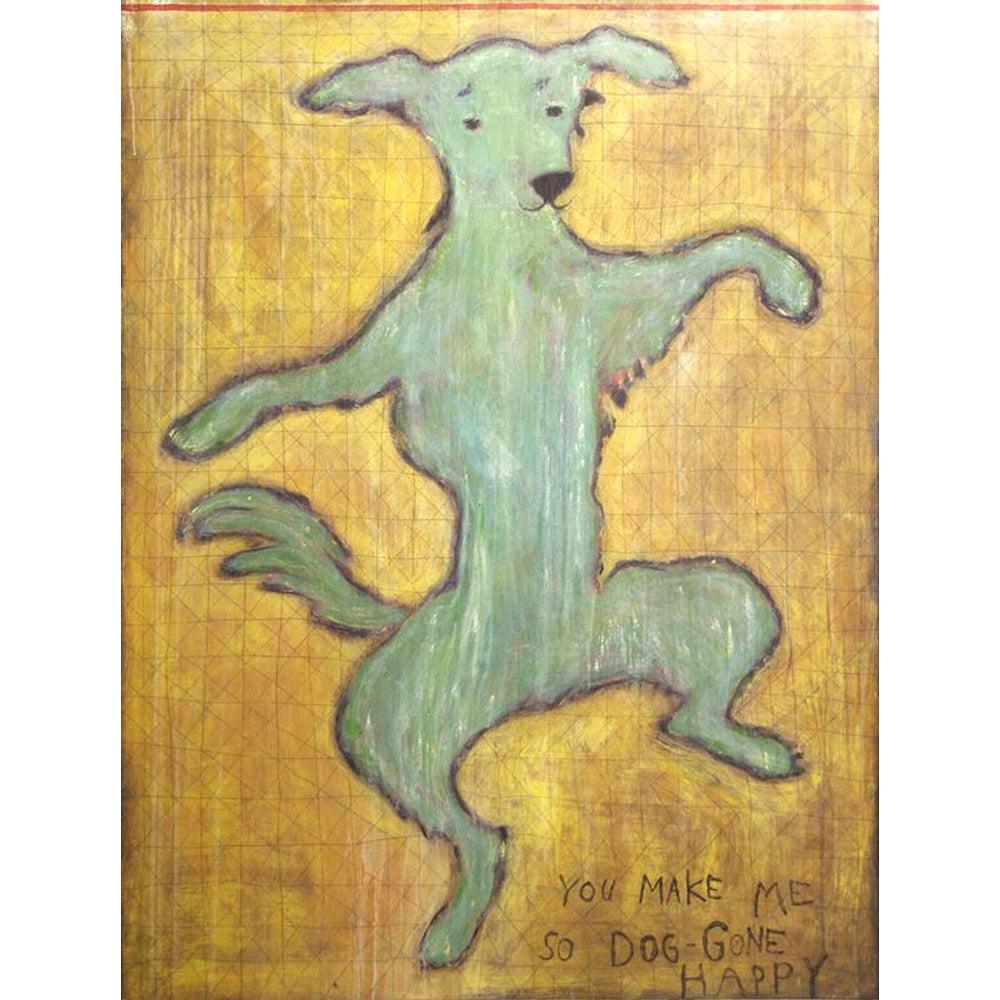 Dancing Dog Art Print - Small Wall Decor for Living Room, Bedroom & Office - Cute Animal Painting for Home & Gifts