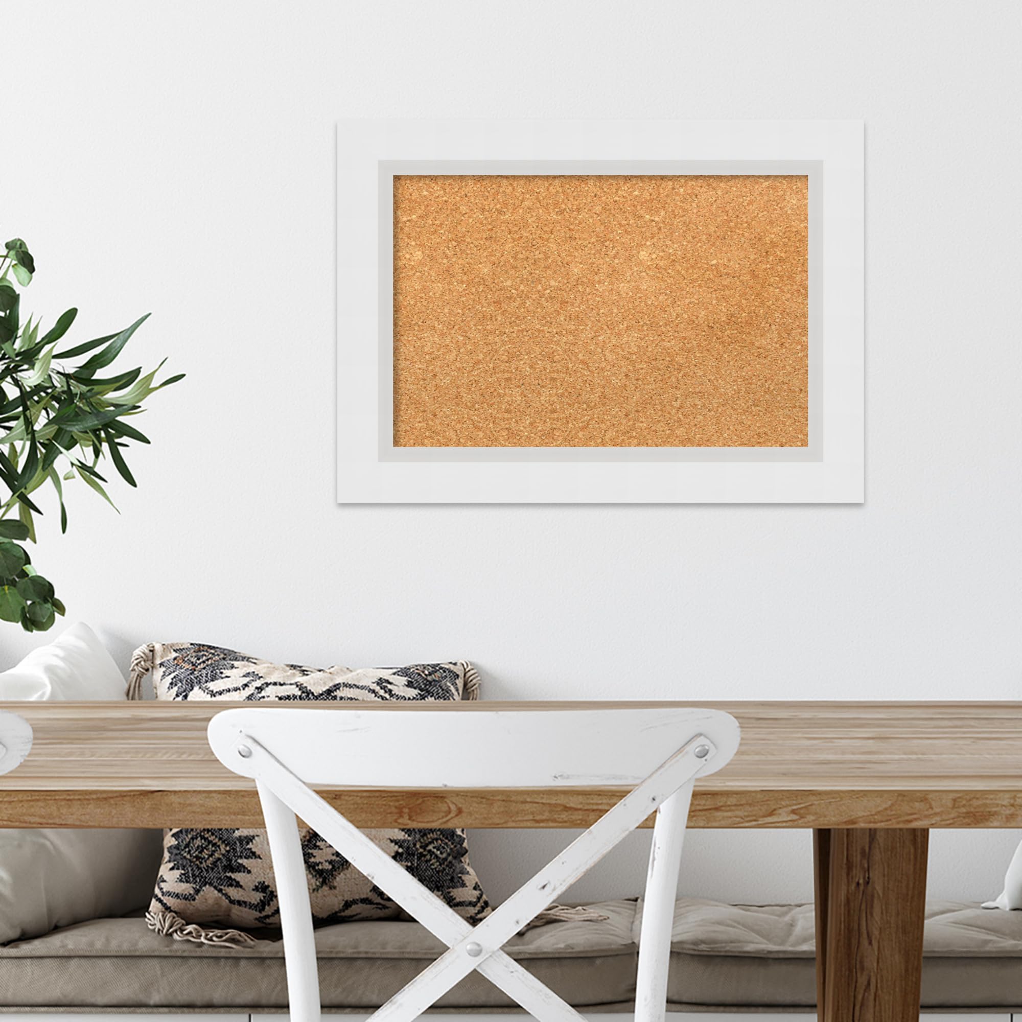 Amanti Art 16x22 Inch Natural Cork Bulletin Board with White Wood Frame - Vision Board, Office Decor, Home Organization Pinboard for Notes, Photos & Inspirational Display - Perfect for Home, Office & Classroom Use