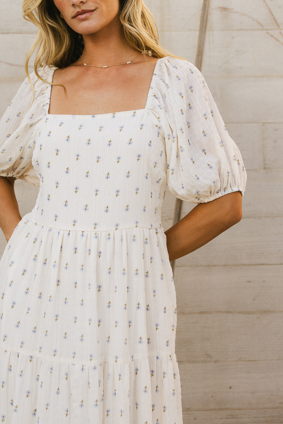 Landrie Ditsy Floral Dress in Blue | Women's Summer Flowy Midi Dress | Perfect for Beach Vacations, Garden Parties & Date Nights