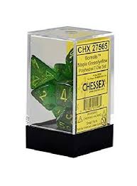 Chessex Polyhedral 7-Dice Set - Vortex Pink with Gold for D&D, RPG, and Tabletop Gaming